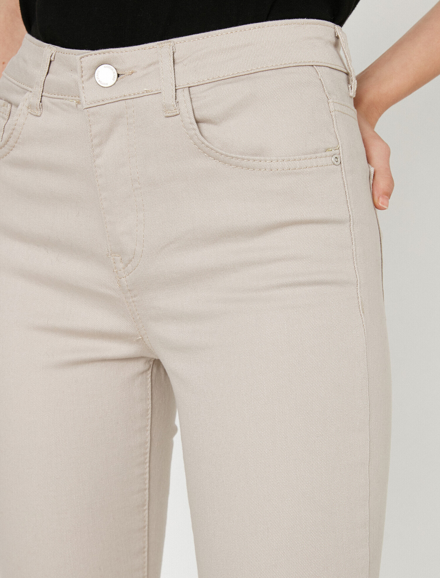   Dar Paça Kot Pantolon Dar Kesim Yüksek Bel