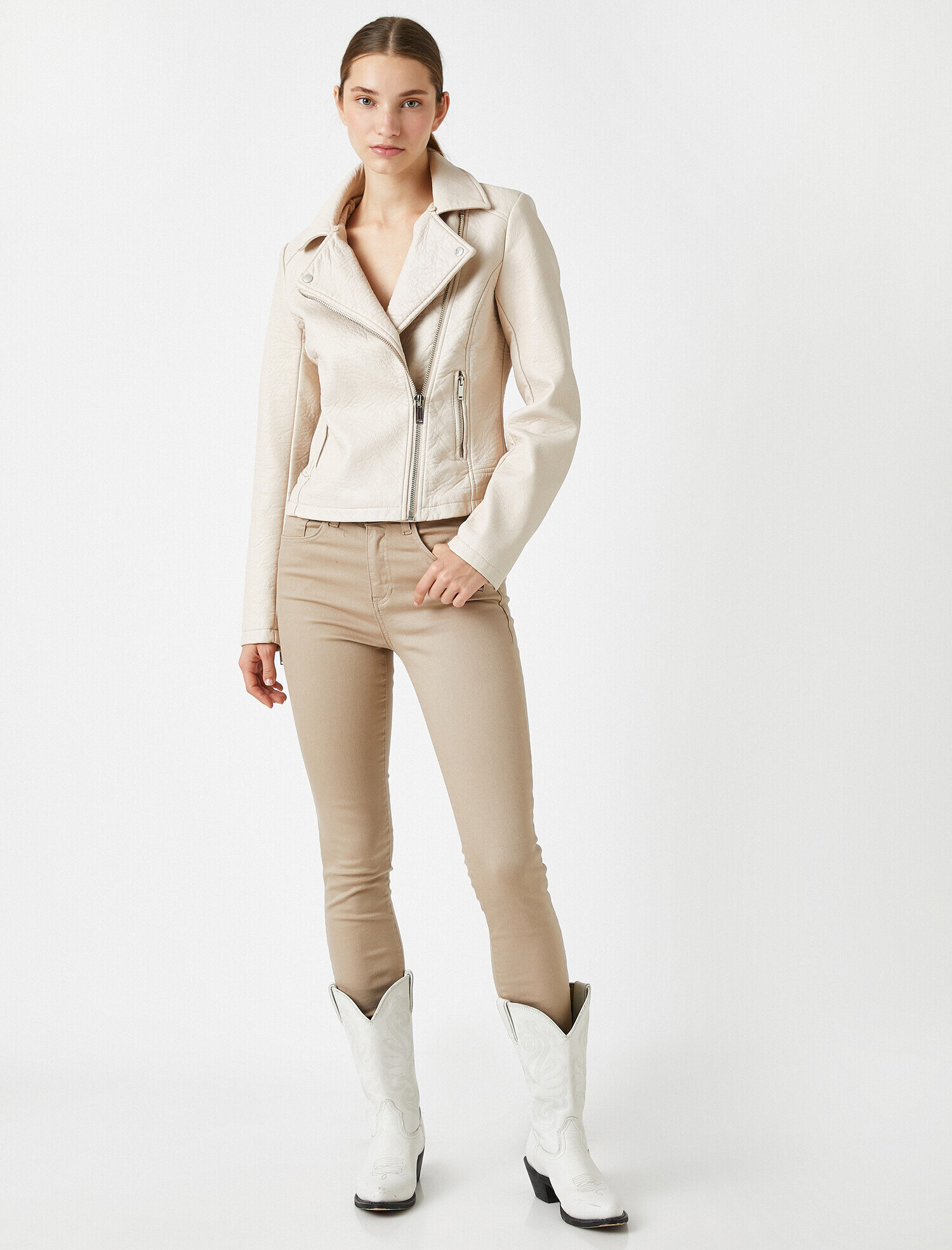   Dar Paça Kot Pantolon Dar Kesim Yüksek Bel