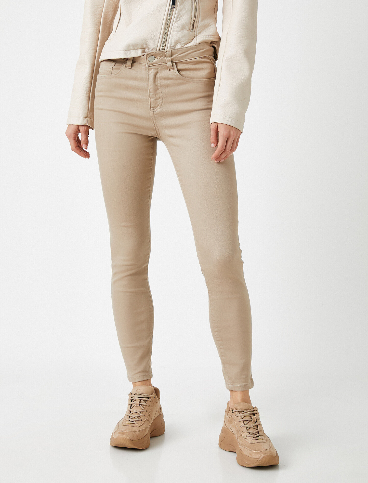   Dar Paça Kot Pantolon Dar Kesim Yüksek Bel