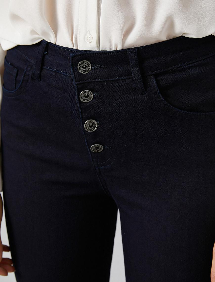  Pamuklu Slim Fit Carmen Jean Pantolon- Yüksek Bel Dar Kesim Dar Paça Pantolon