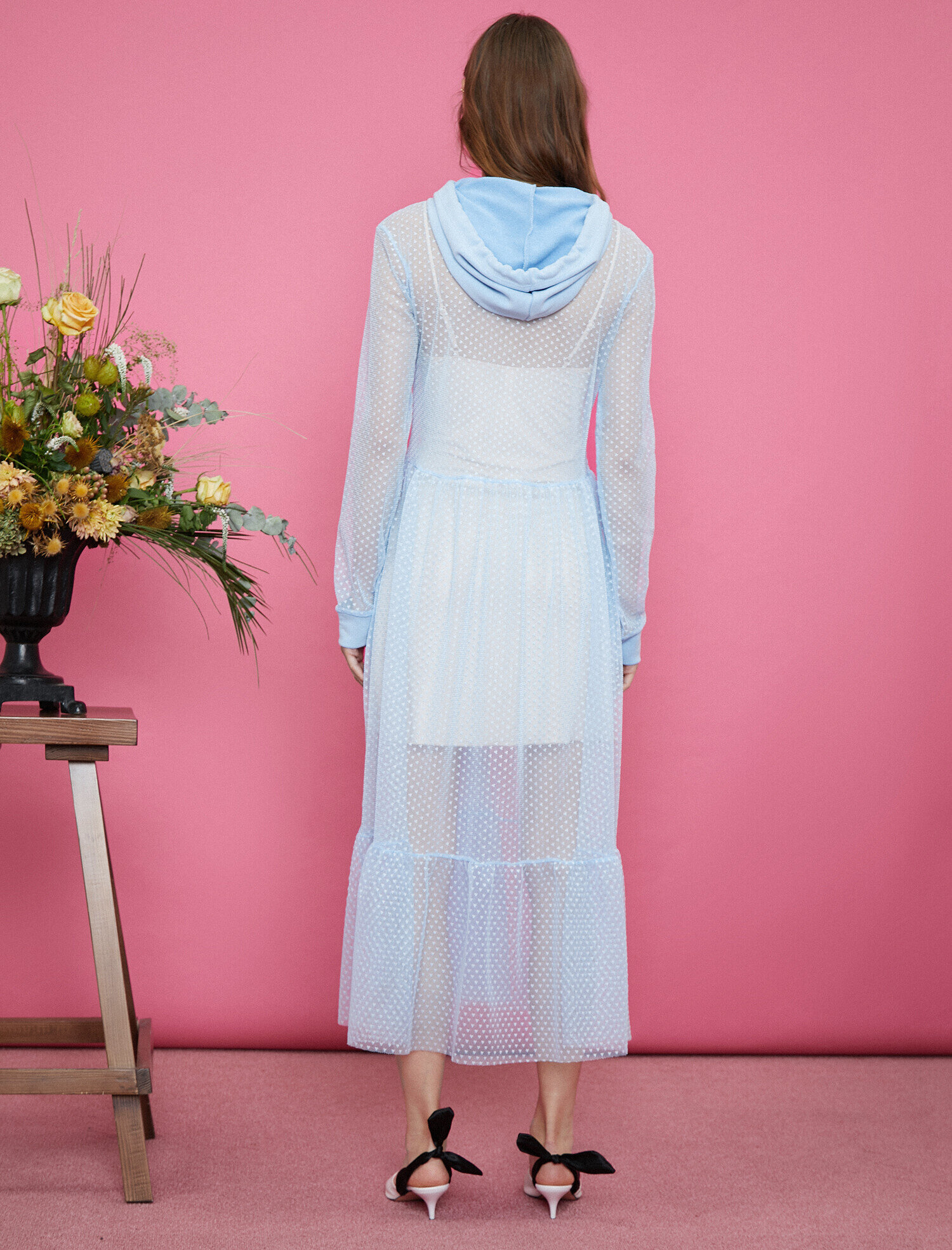   Maxi Elbise Tül Kapüşonlu