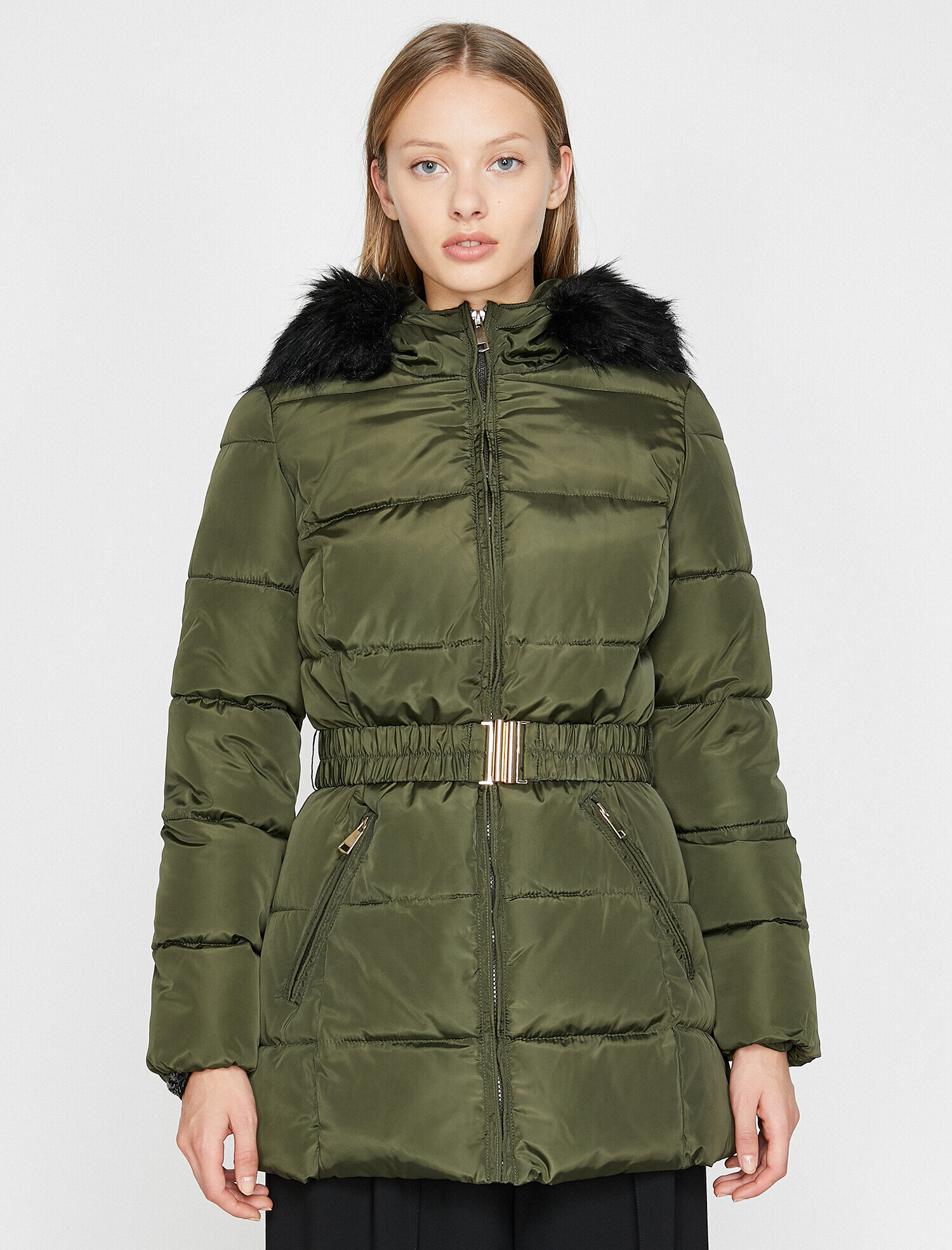   Kapüşonlu Şişme Mont Cepli