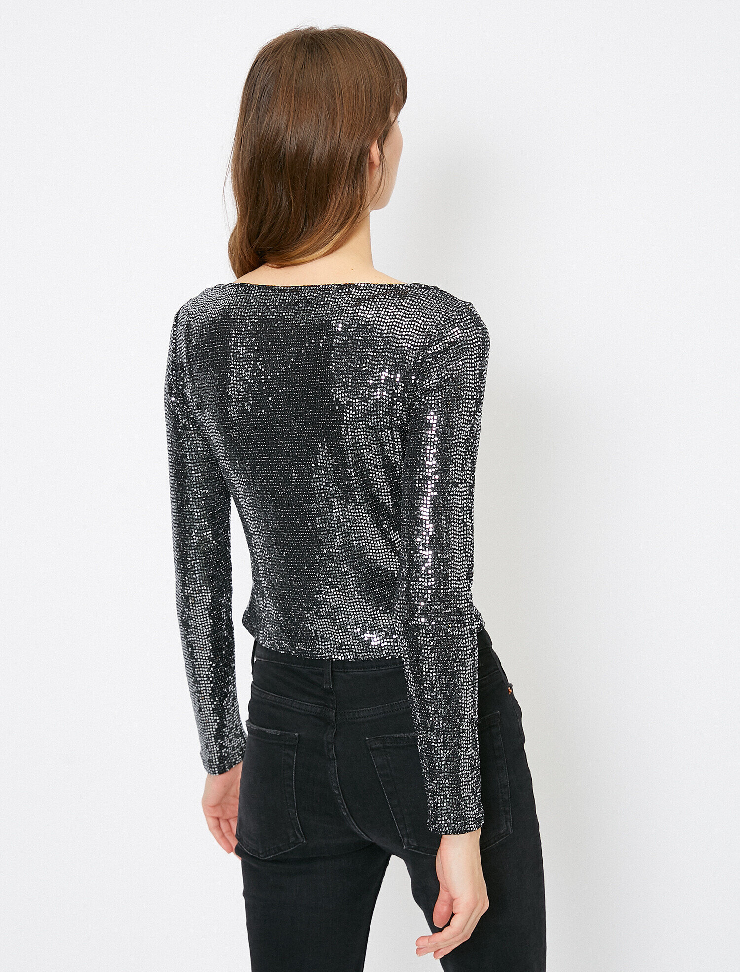   Pul Detaylı Abiye Bluz