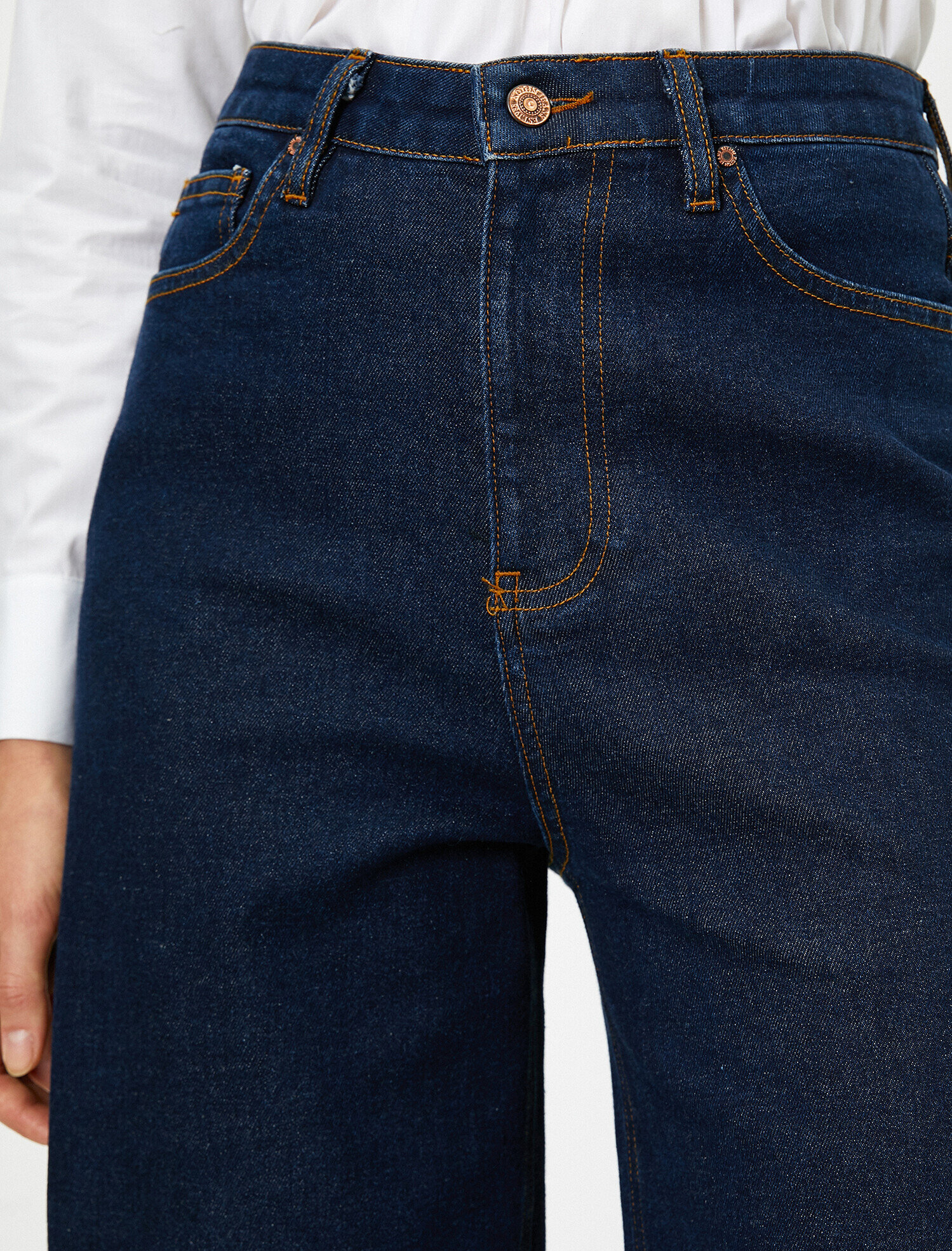   Crop Wide Leg Jean - Yüksek Bel Rahat Kesim Bilek Boy Geniş Paça Pantolon
