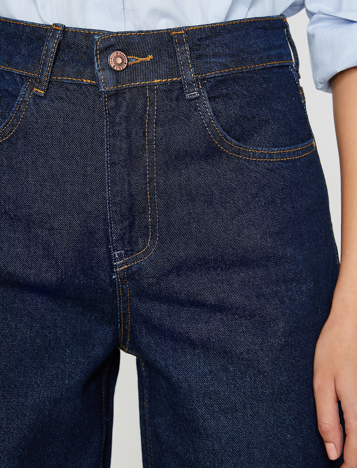  Crop Wide Leg Jean - Yüksek Bel Rahat Kesim Bilek Boy Geniş Paça Pantolon