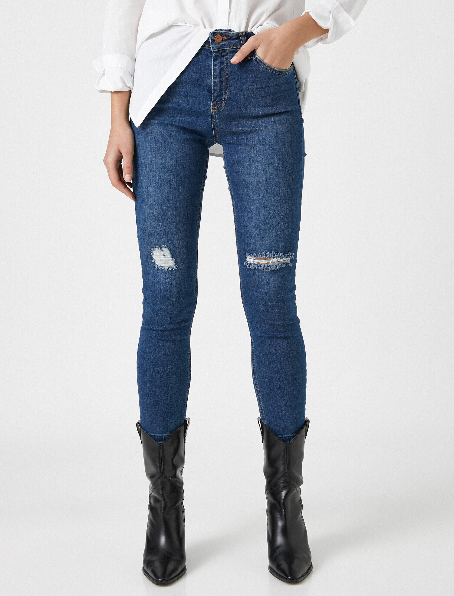   Carmen Jean - Yüksek Bel Dar Kesim Dar Paça Pantolon