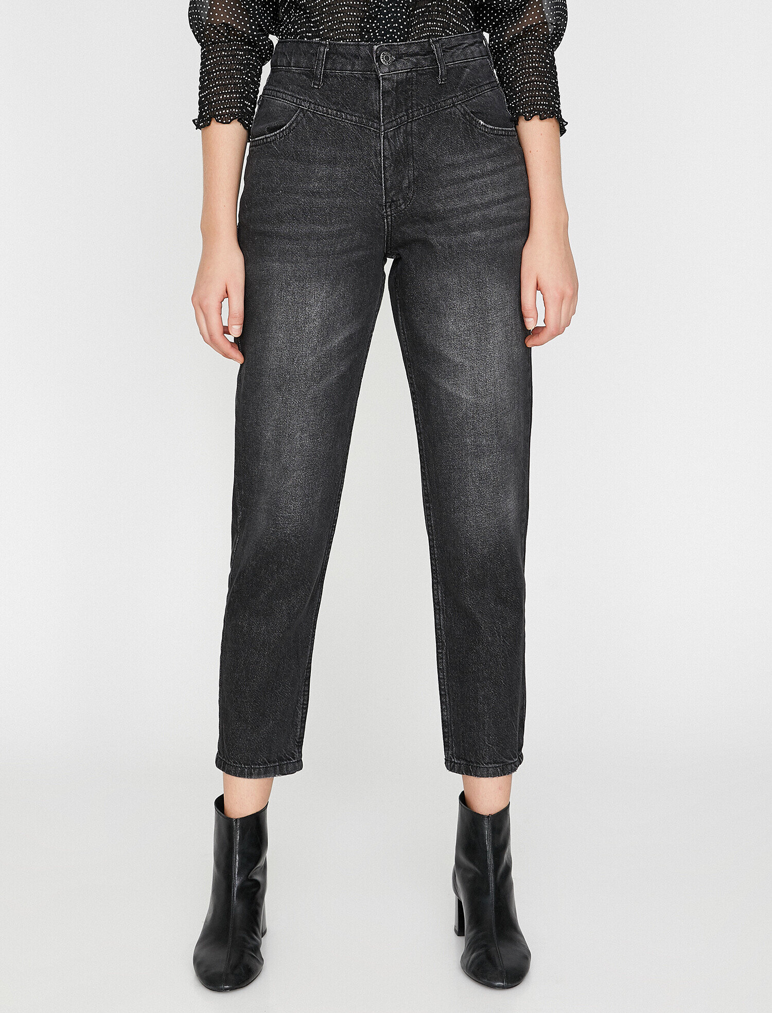   Mom Jean - Yüksek Bel Rahat Kesim Dar Paça Pantolon