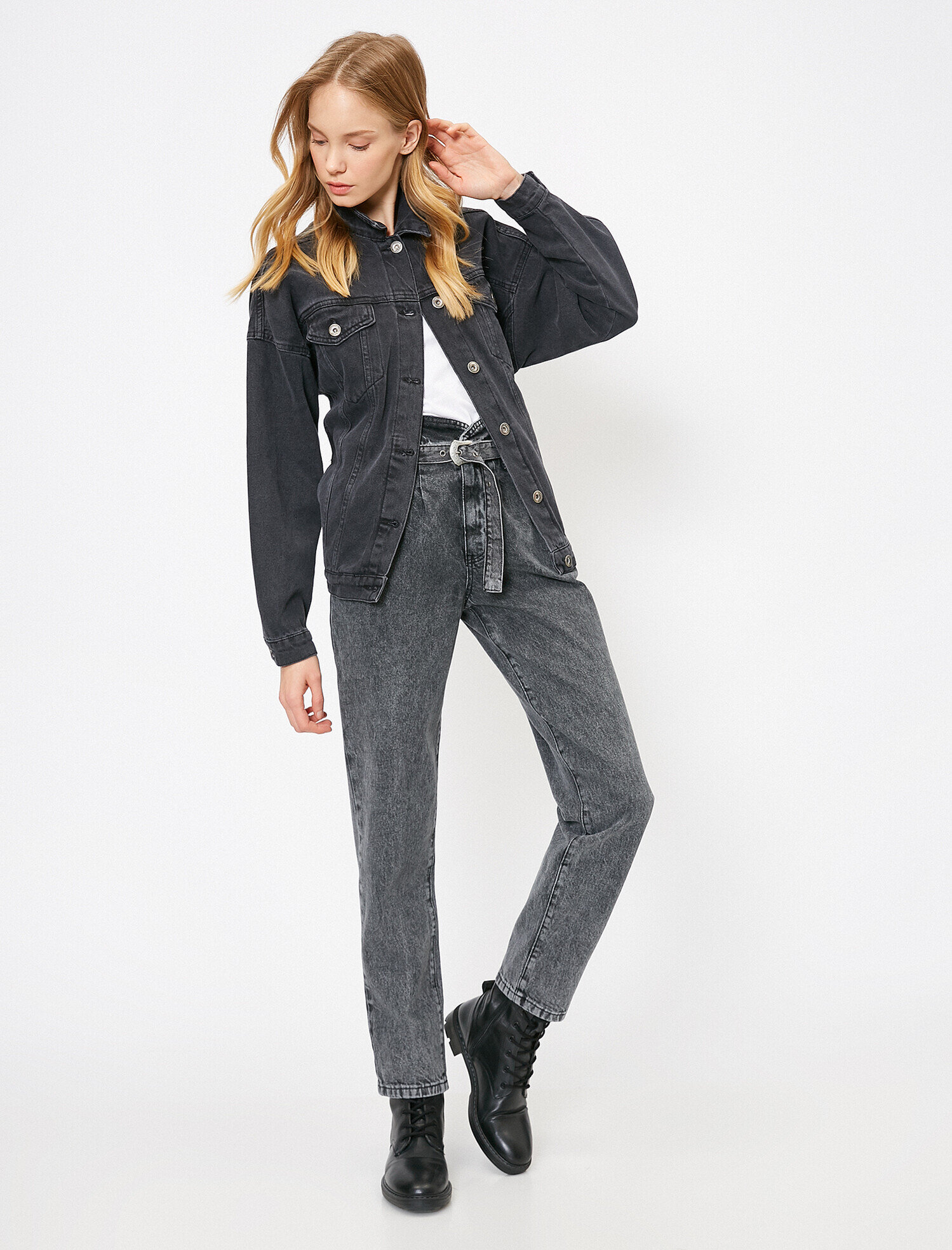   Mom Jean - Yüksek Bel Rahat Kesim Dar Paça Pantolon