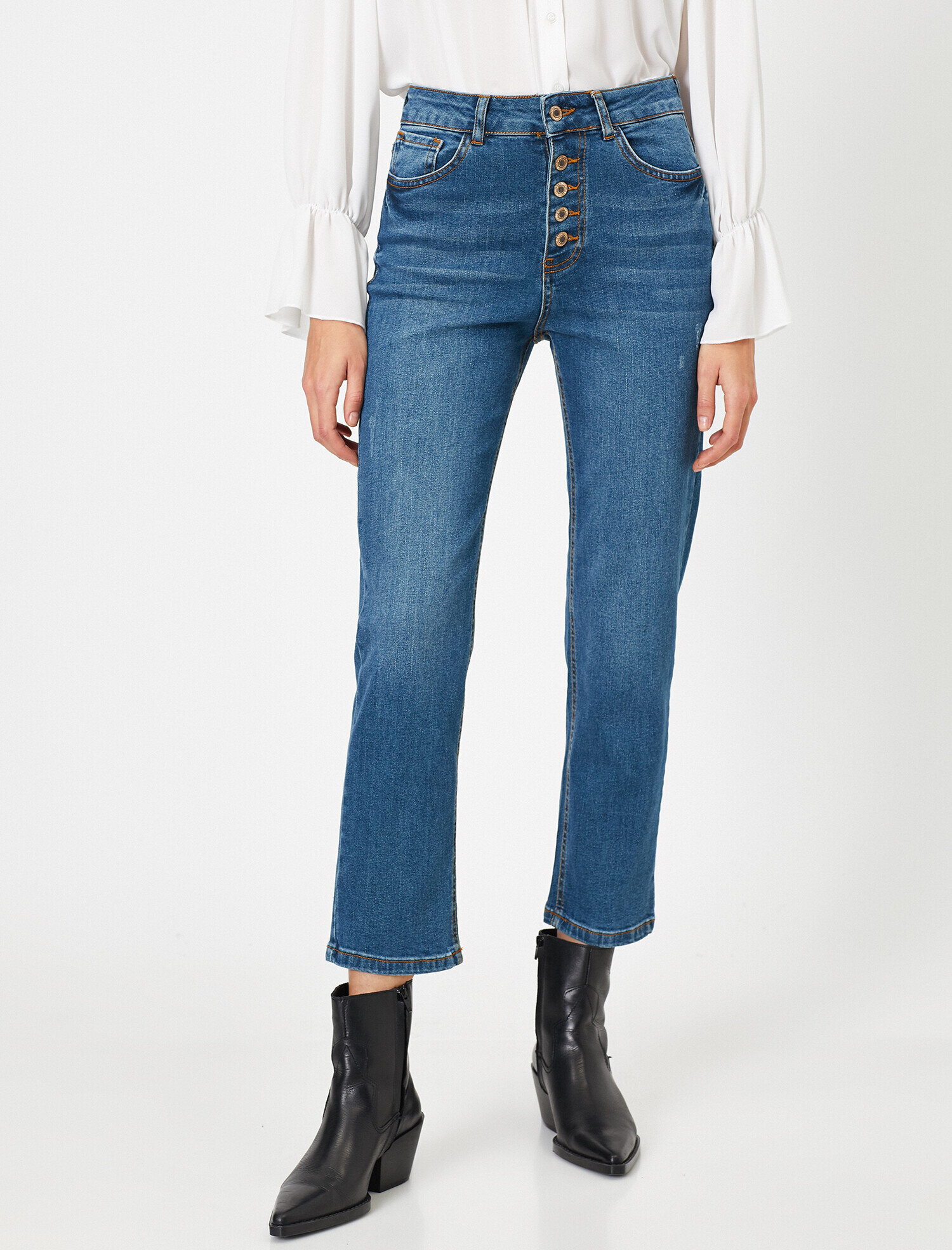   Eve Slim Jean - Yüksek Bel Normal Kesim Hafif Düz Paça Straight Jean Pantolon