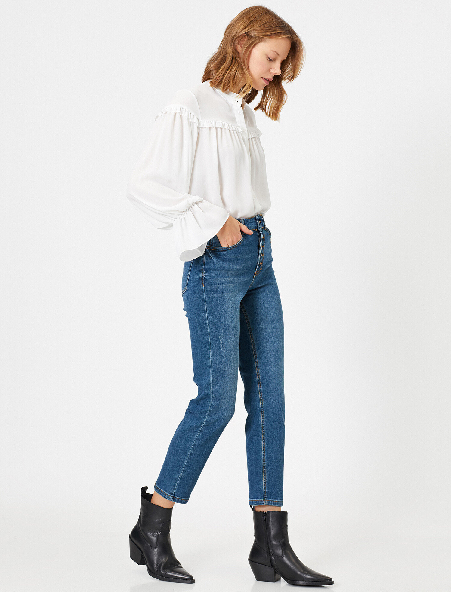   Eve Slim Jean - Yüksek Bel Normal Kesim Hafif Düz Paça Straight Jean Pantolon