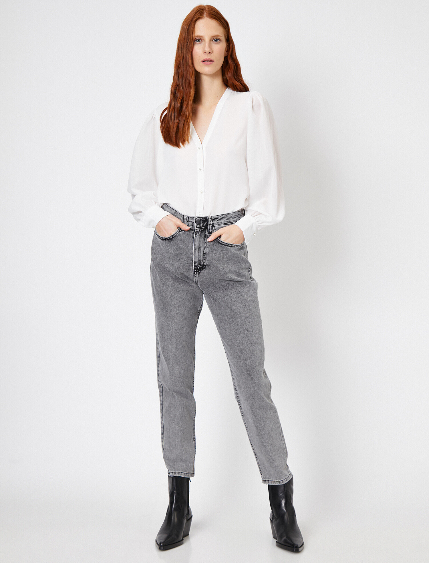   Mom Jean - Yüksek Bel Rahat Kesim Dar Paça Pantolon