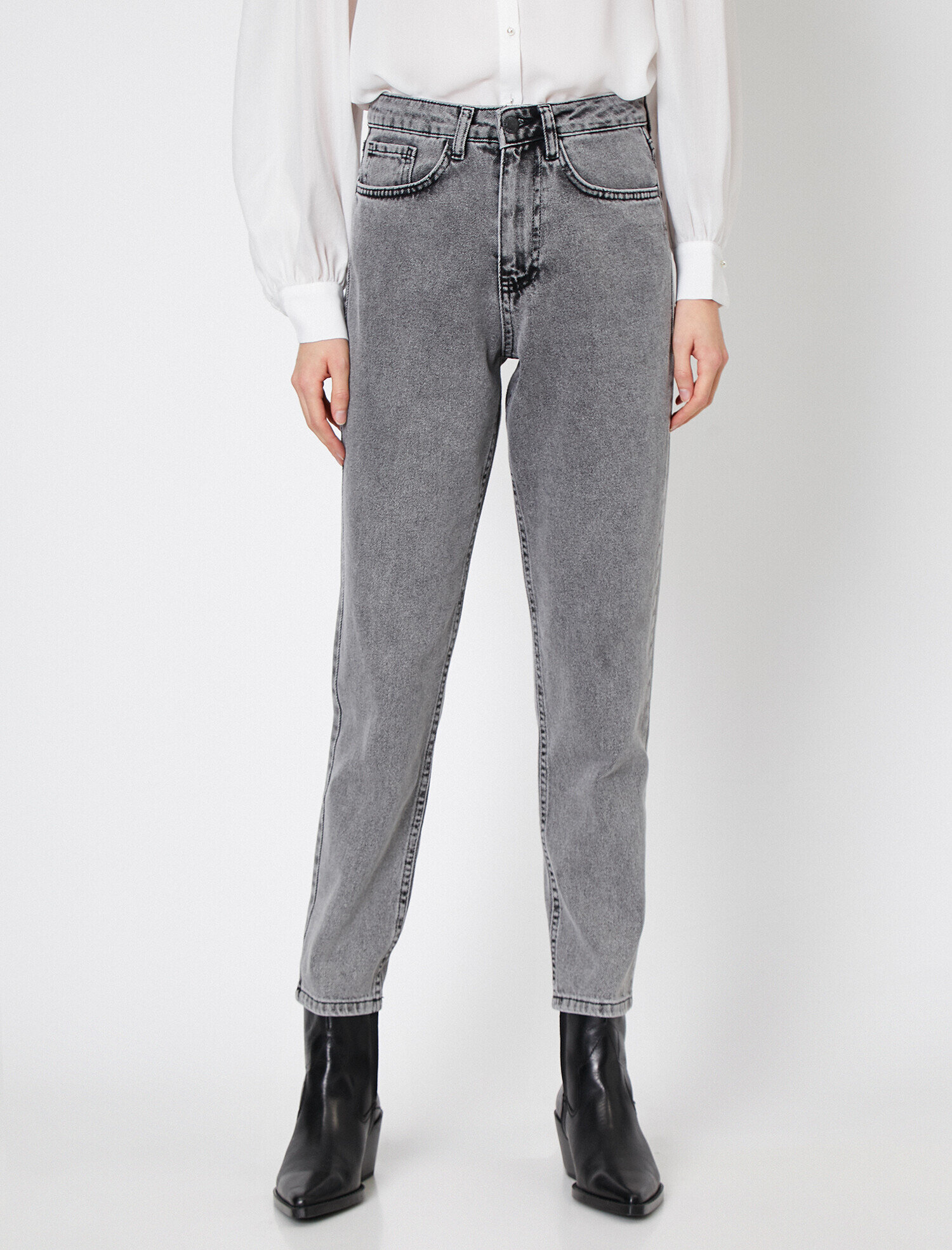   Mom Jean - Yüksek Bel Rahat Kesim Dar Paça Pantolon