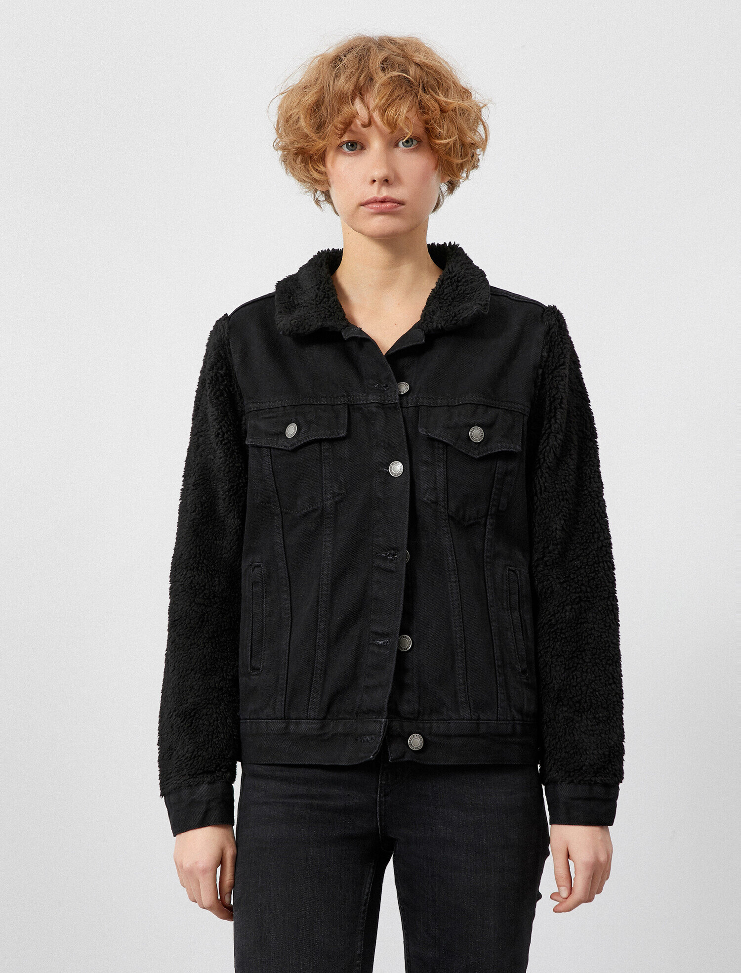 Düğme Detaylı Jean Ceket