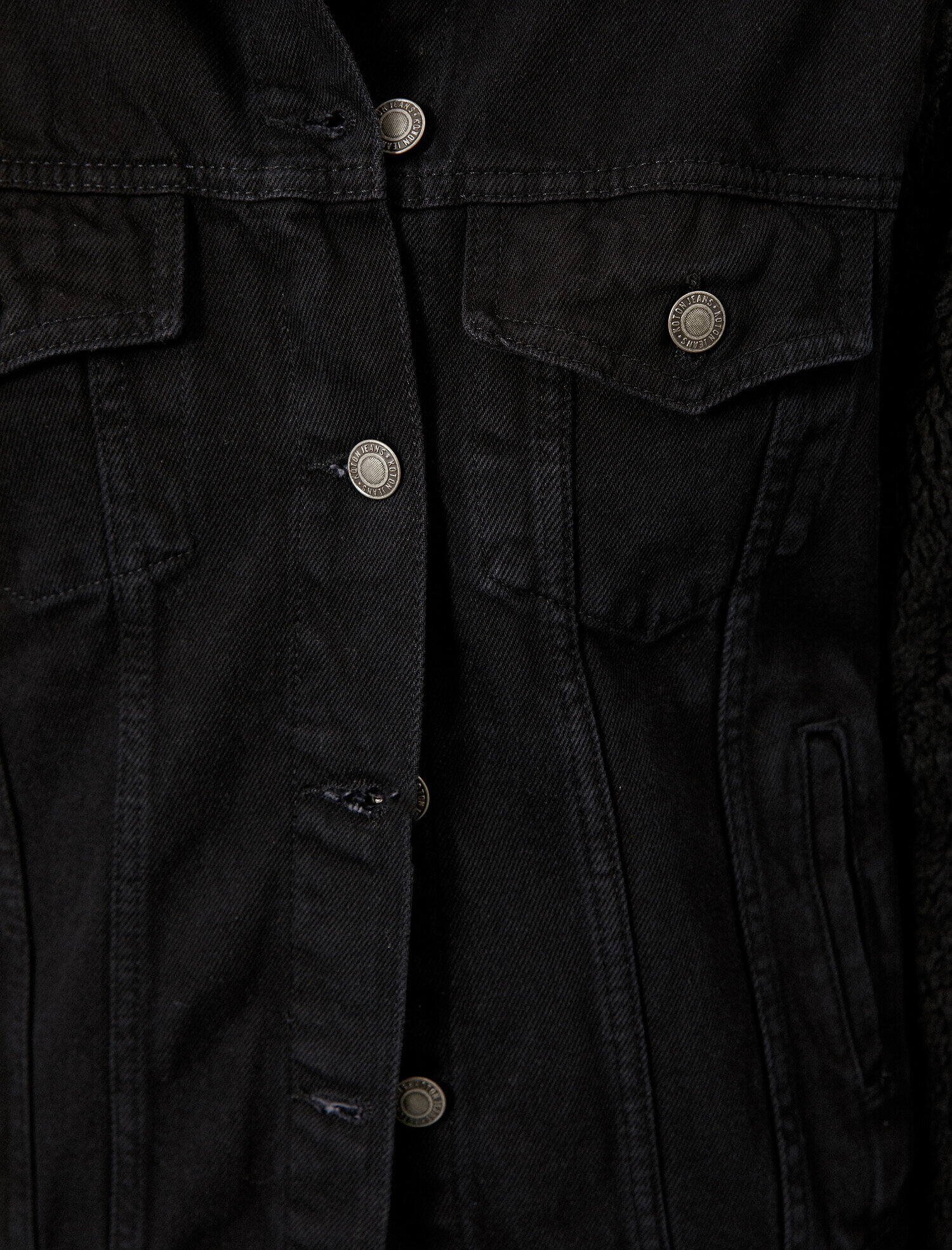 Düğme Detaylı Jean Ceket