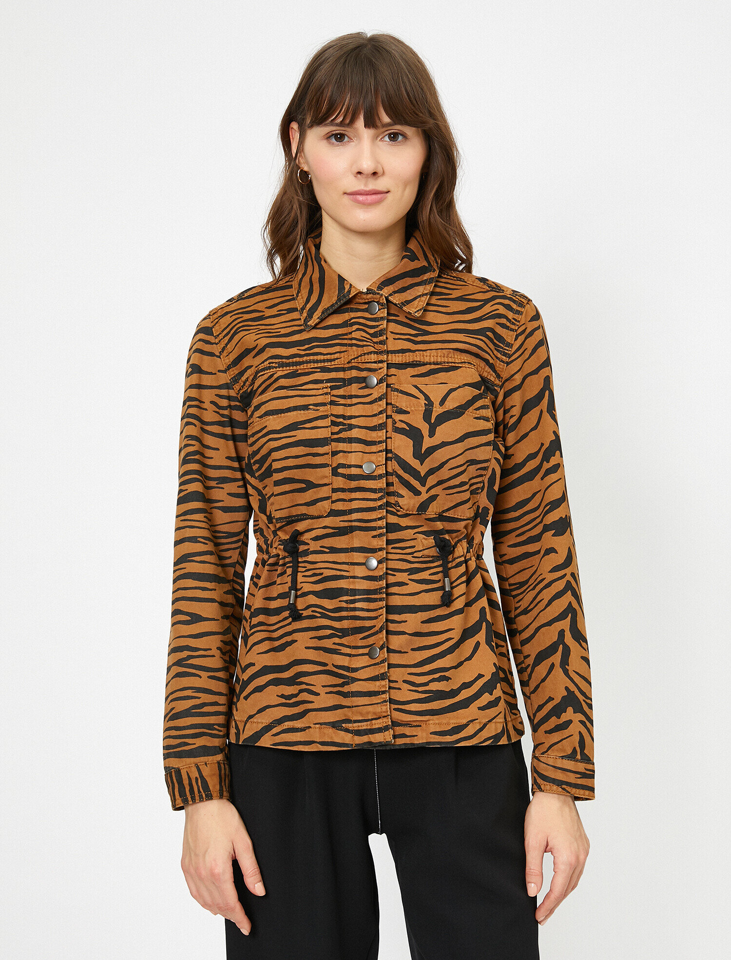   Zebra Desenli Jean Ceket