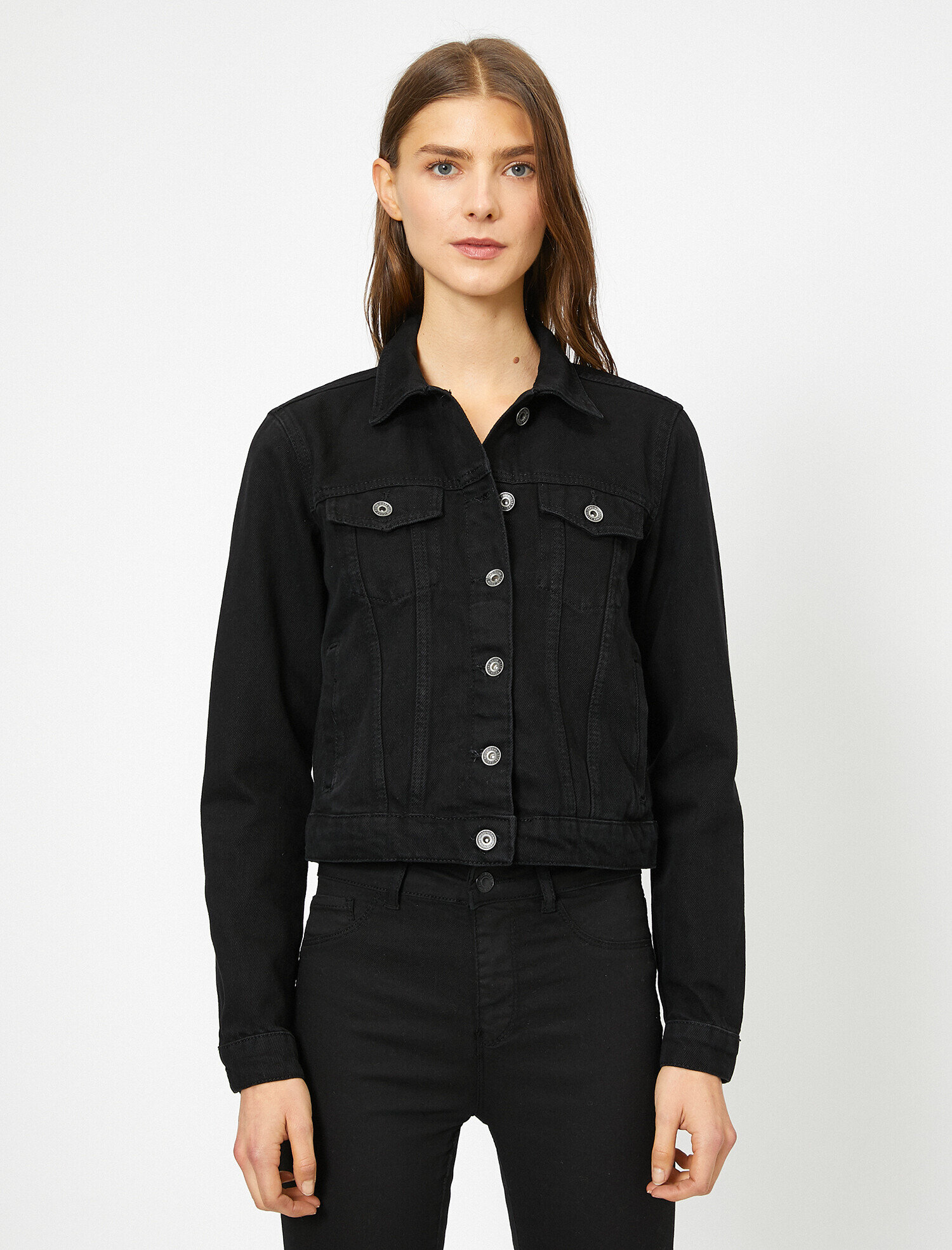   Düğme Detaylı Jean Ceket