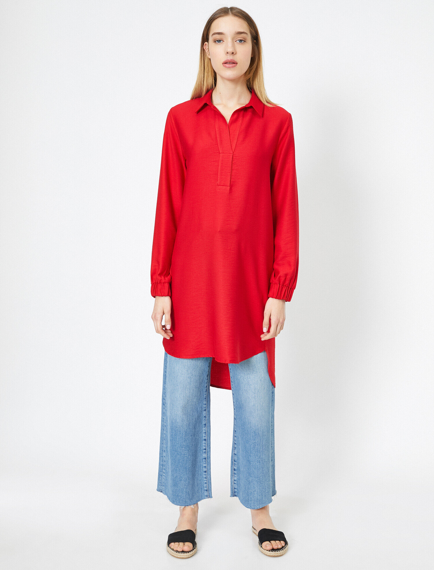   Gömlek Yaka Uzun Kollu Tunik