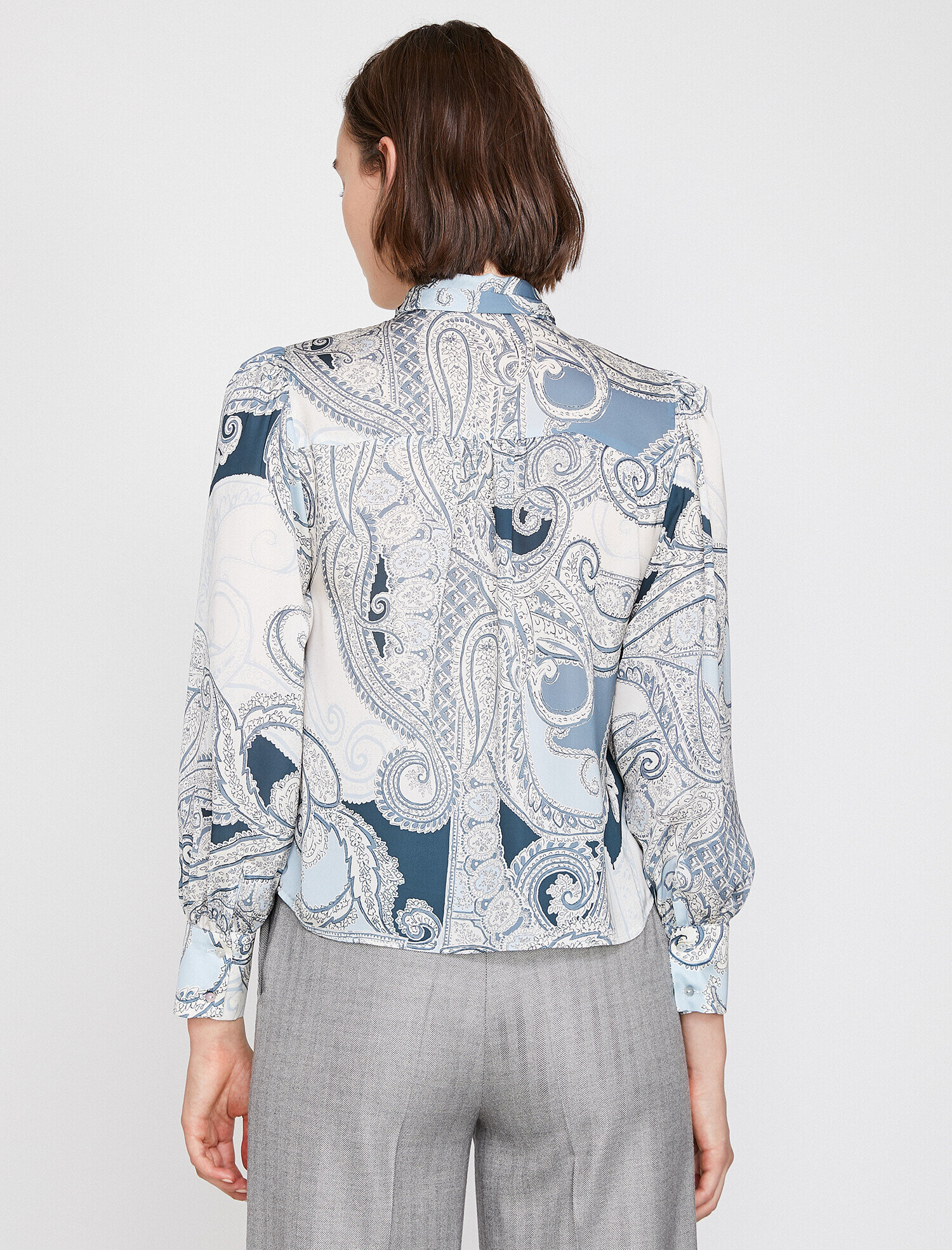   Şal Desenli Saten Bluz