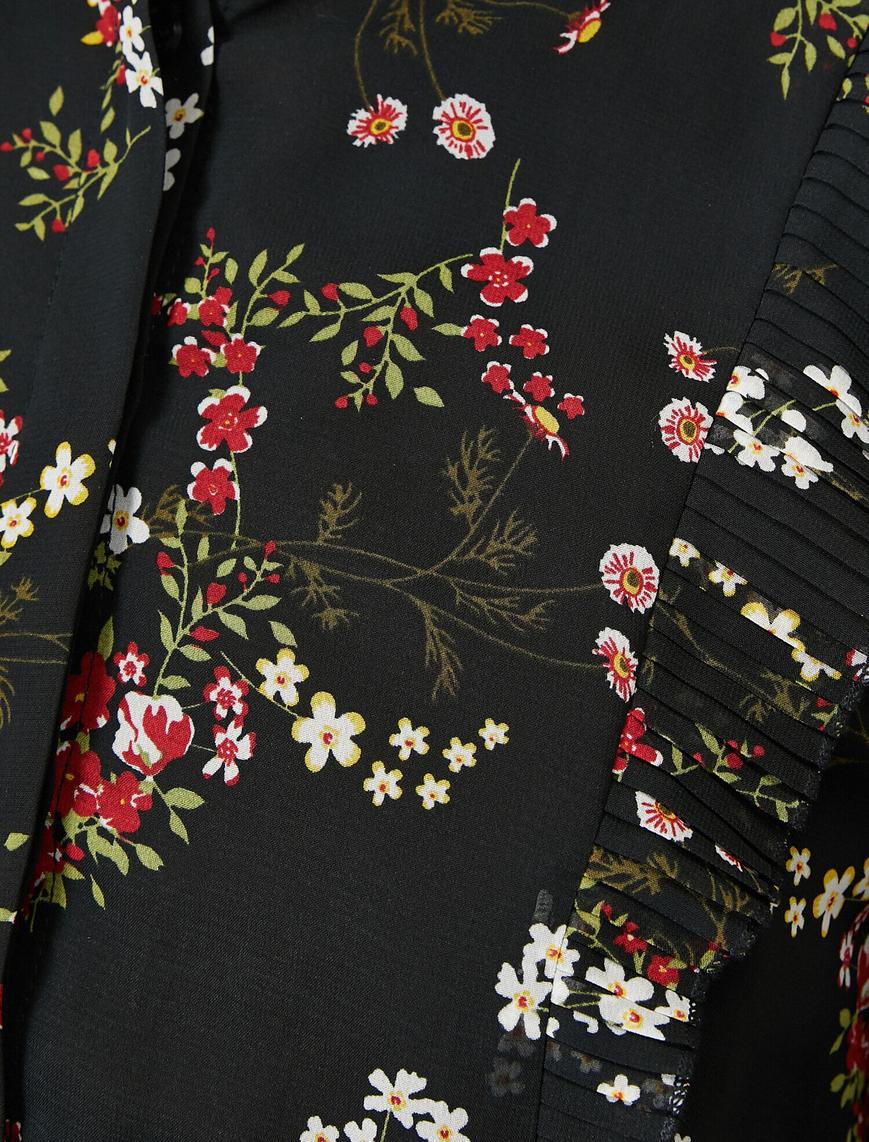   Çiçek Desenli Şifon Maxi Elbise