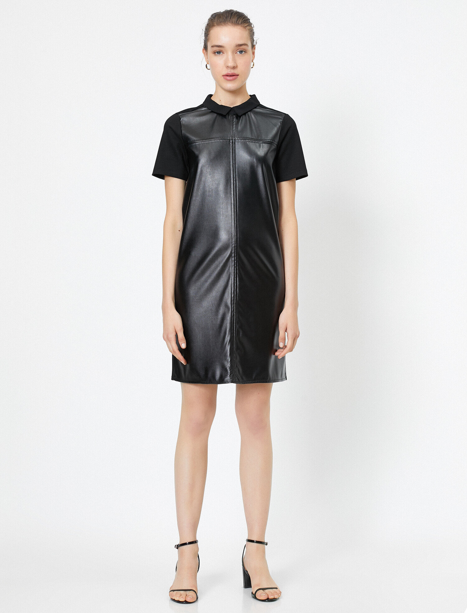   Deri Görünümlü Elbise