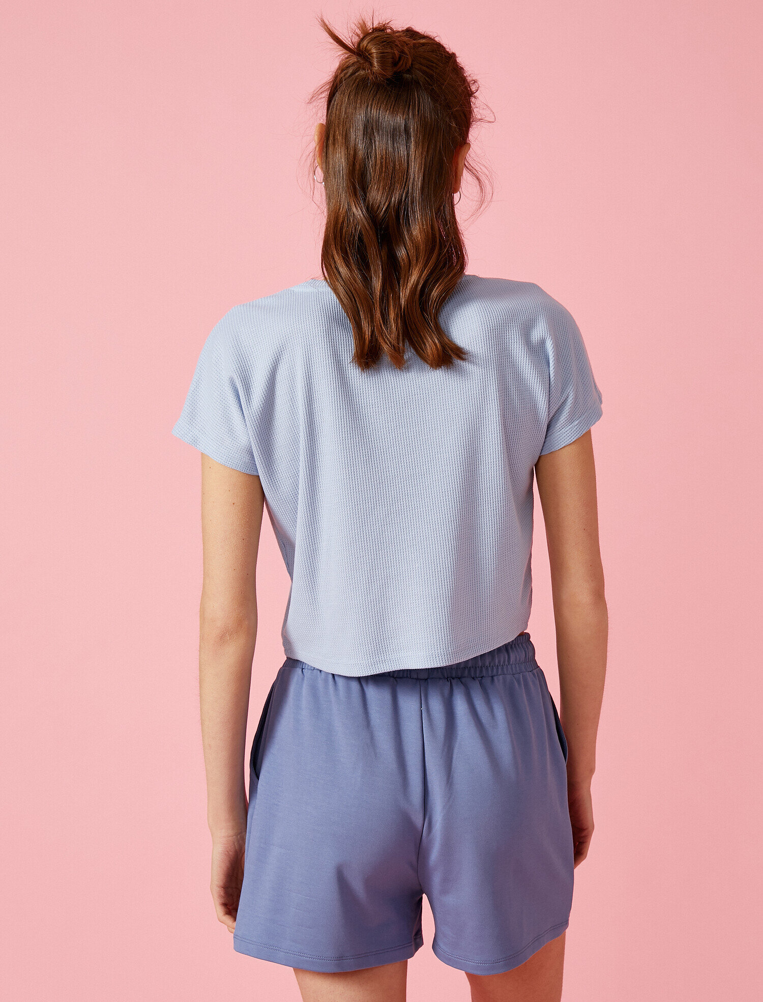   Bisiklet Yaka Tişört Baskılı Dokulu