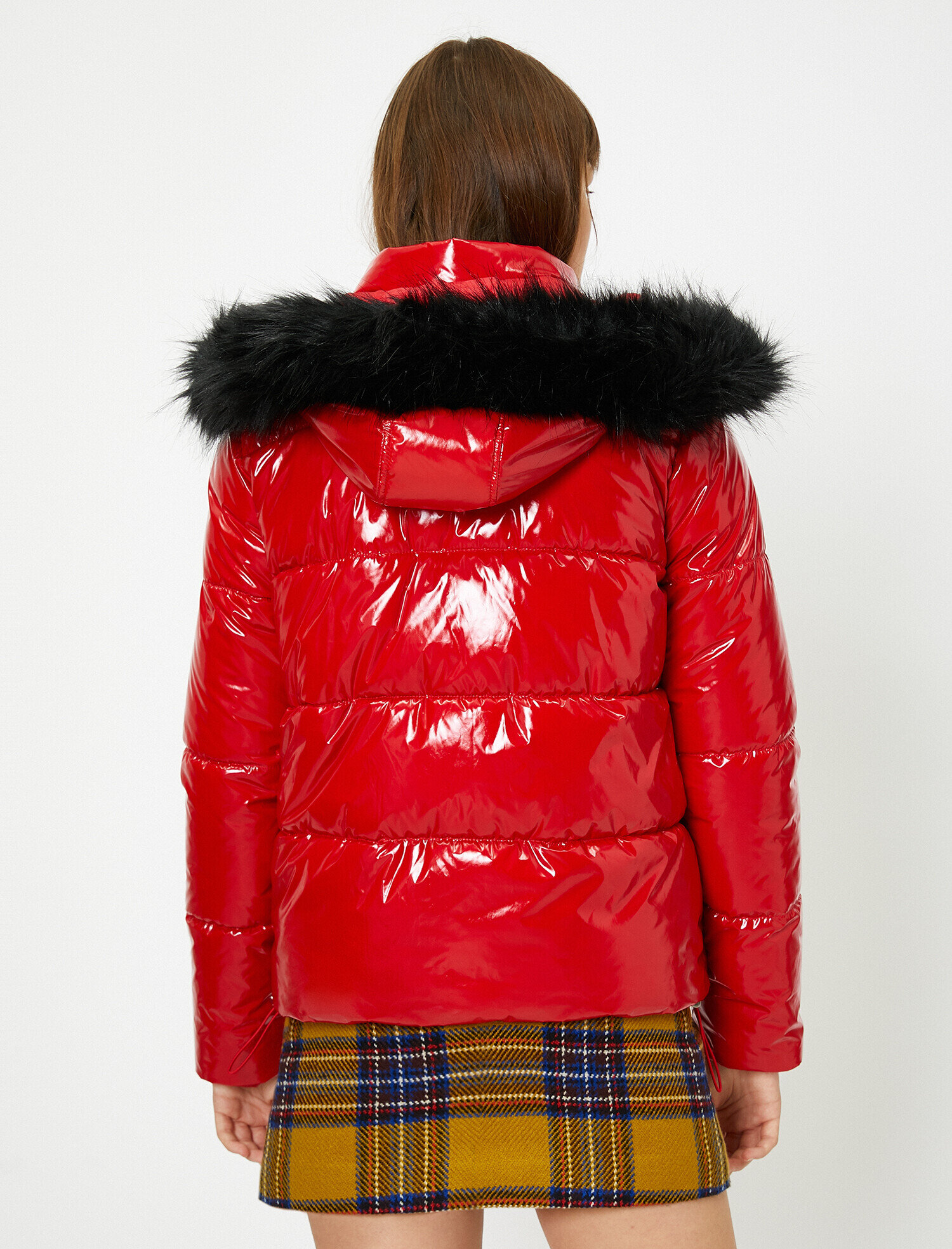   Suni Kürk Detaylı Şişme Mont