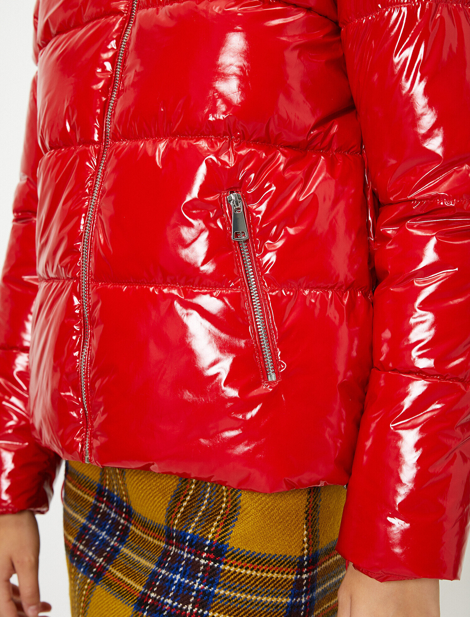   Suni Kürk Detaylı Şişme Mont