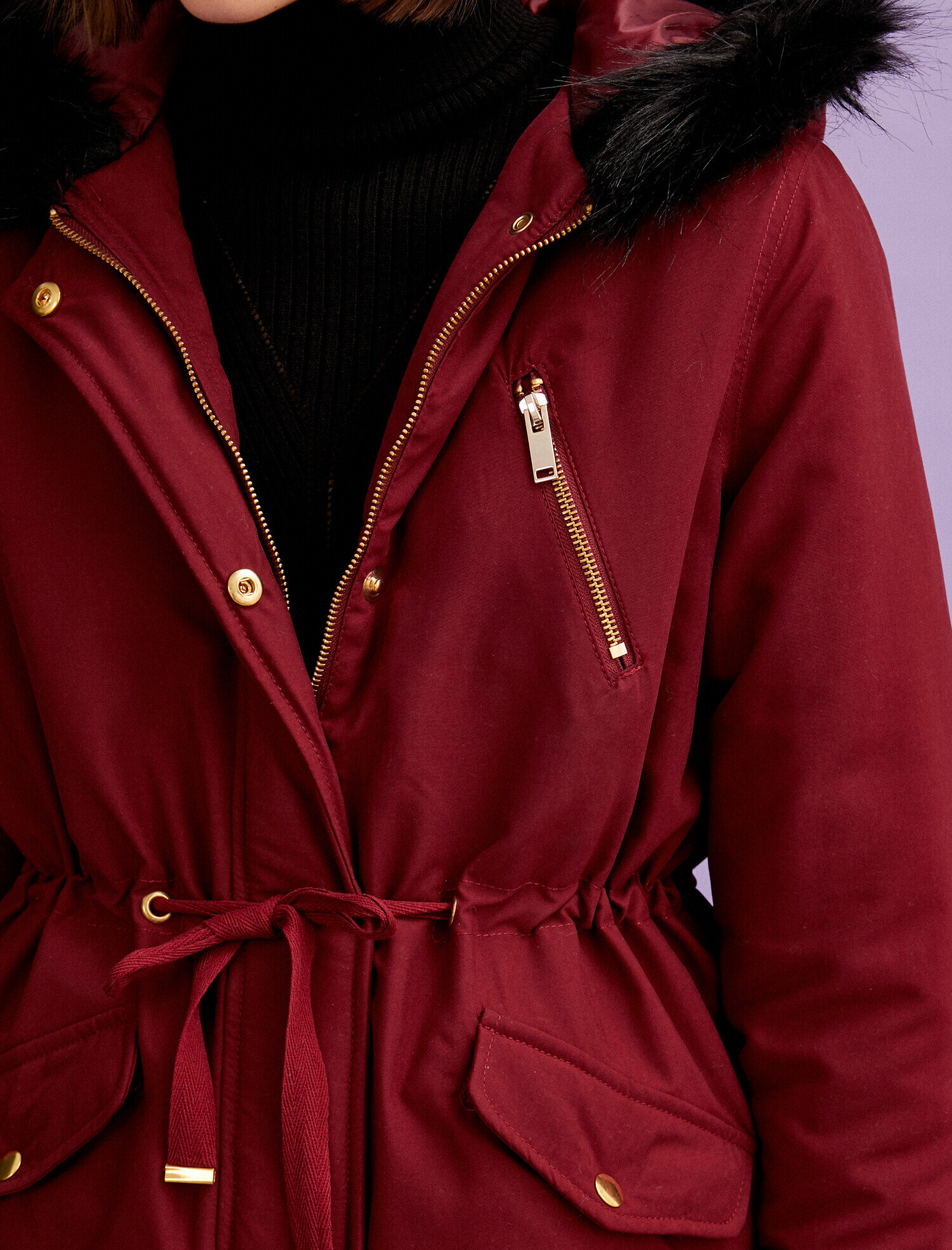   Suni Kürk Detaylı Parka