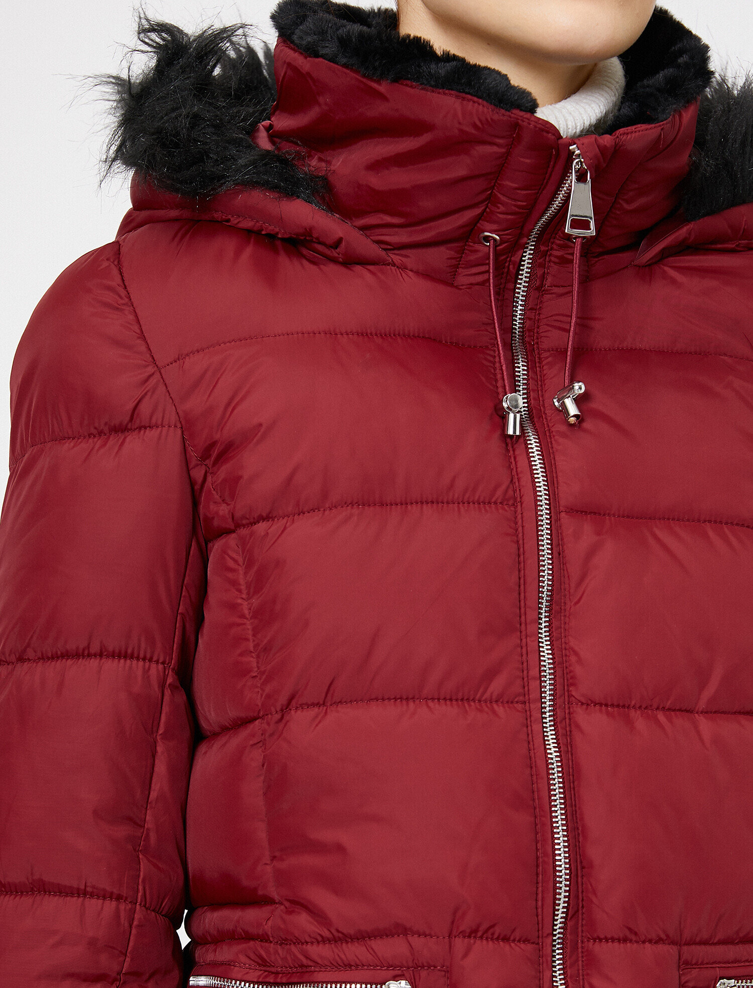   Suni Kürk Detaylı Şişme Mont