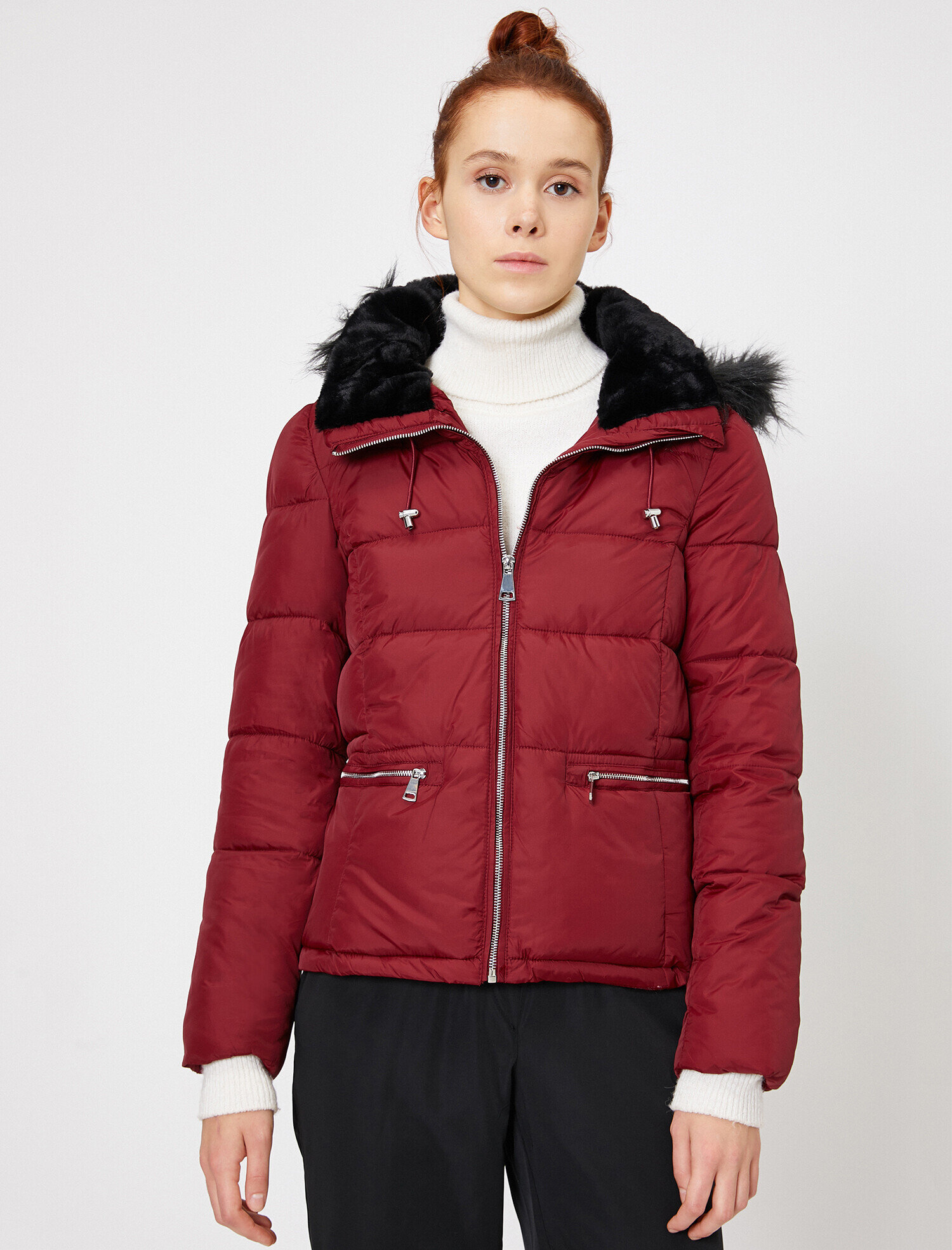   Suni Kürk Detaylı Şişme Mont