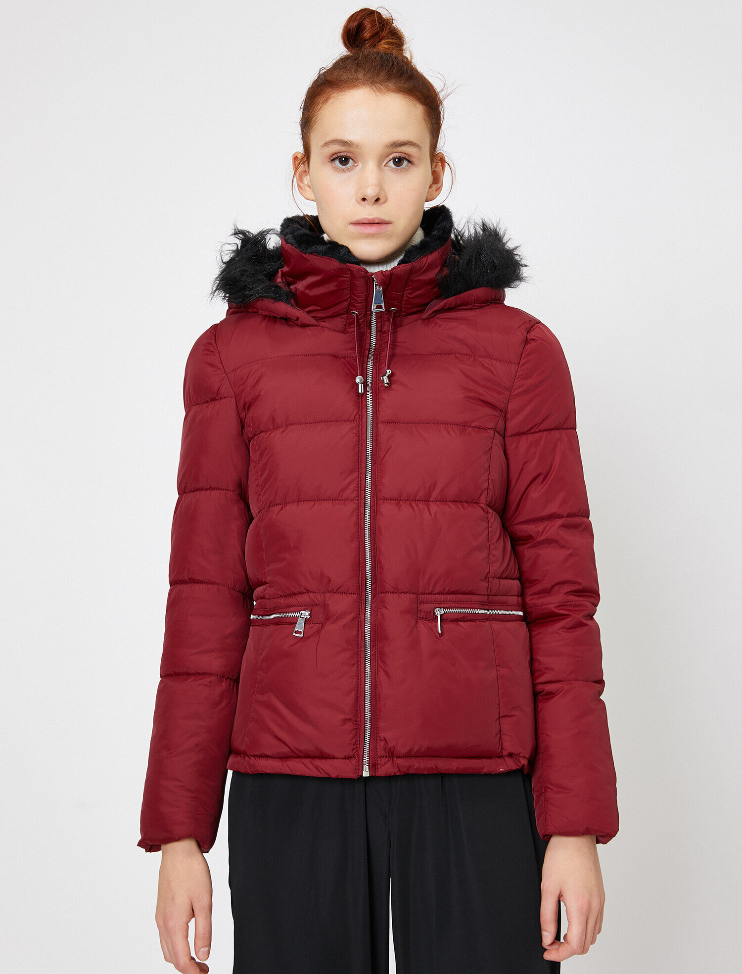   Suni Kürk Detaylı Şişme Mont