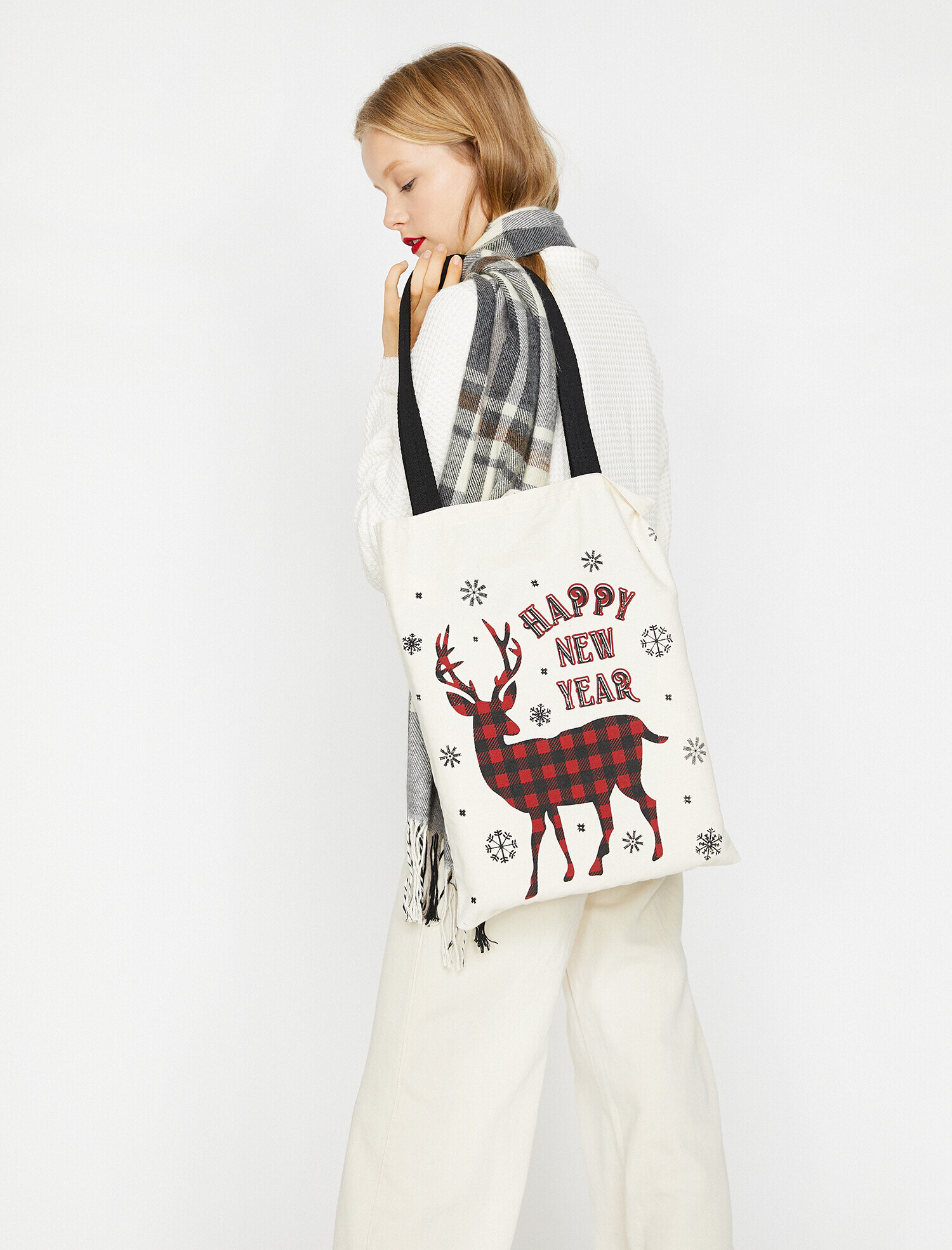  Kadın Yılbaşı Temalı Bez Çanta