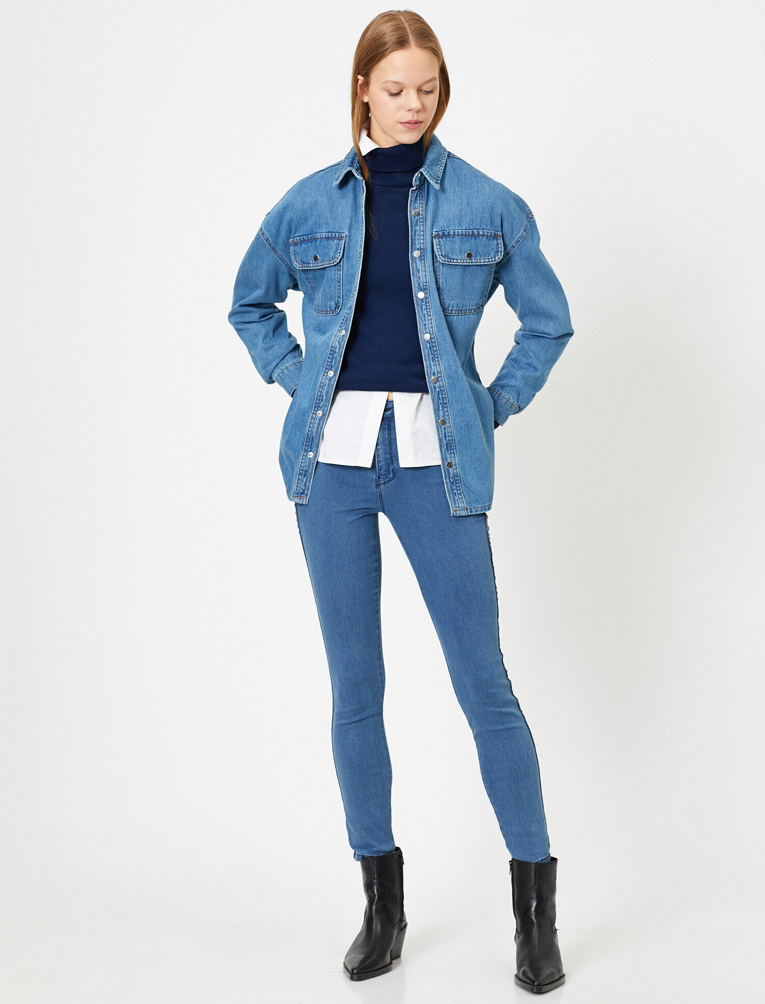   Yüksek Bel Dar Kesim Dar Paça Kot Pantolon - Carmen Jean