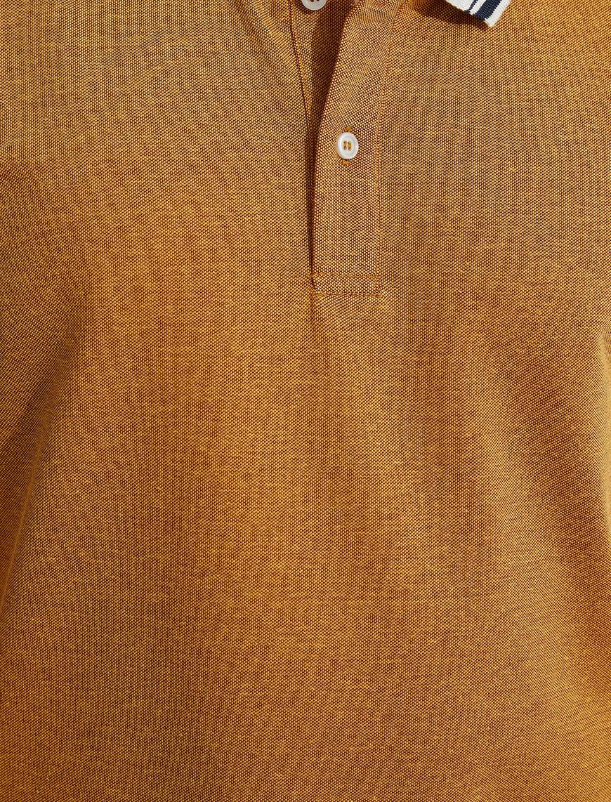   Polo Yaka Tişört Şerit Detaylı Pamuklu