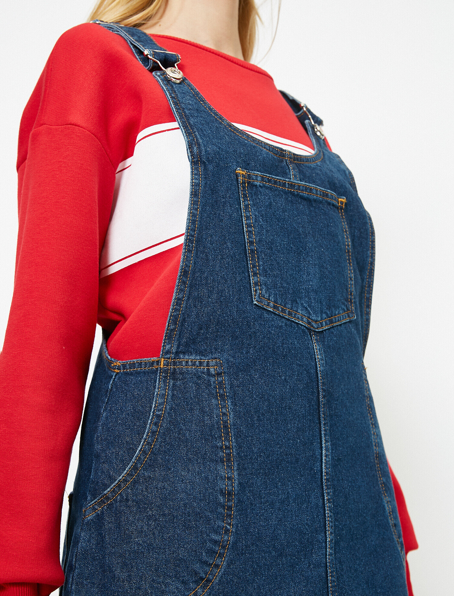   Cep Detaylı Jean Elbise