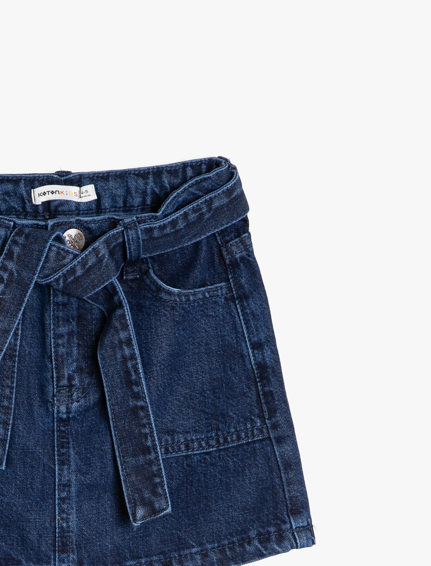  Kız Çocuk Beli Bağlamalı Jean Etek