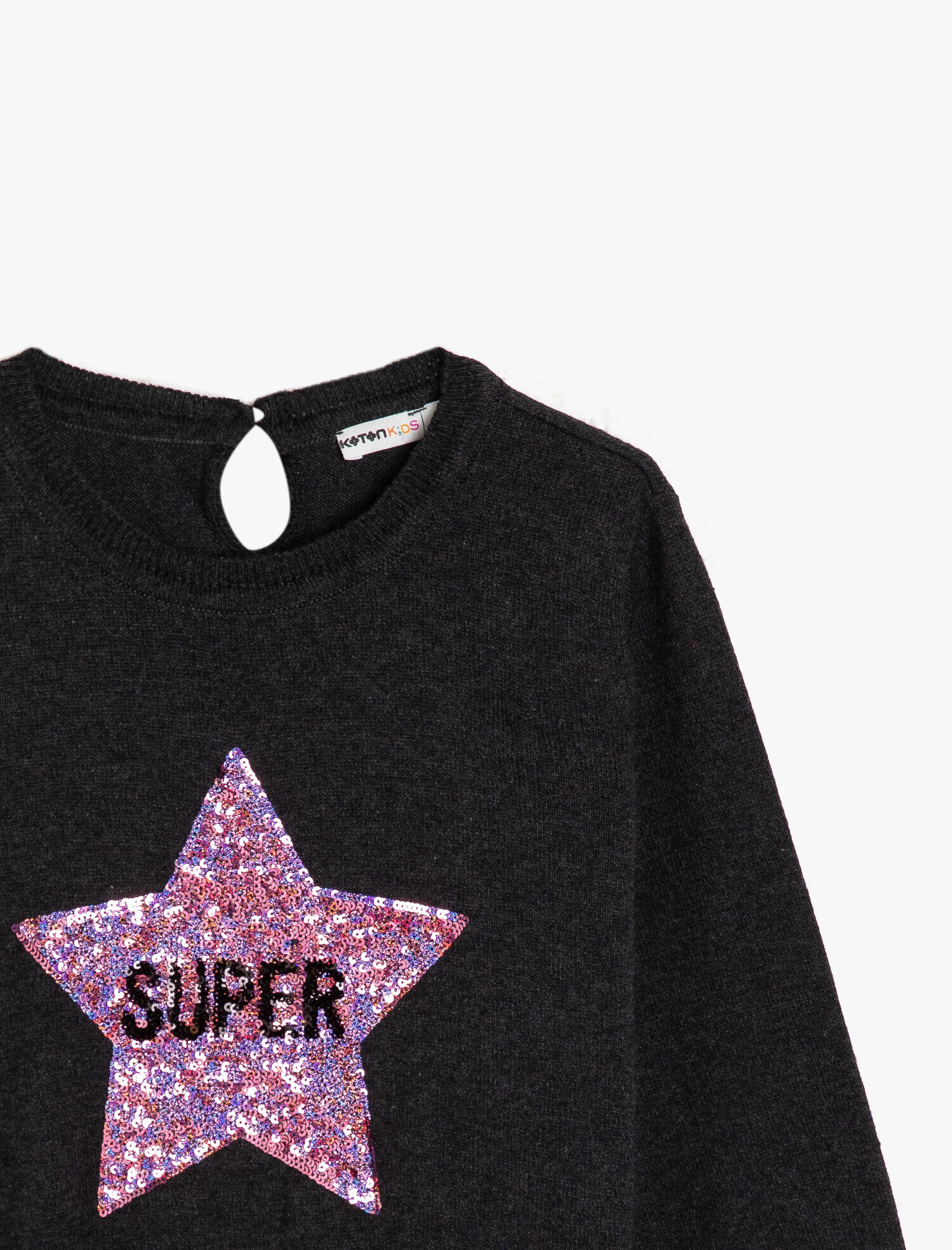  Kız Çocuk Pul Detaylı Triko Kazak