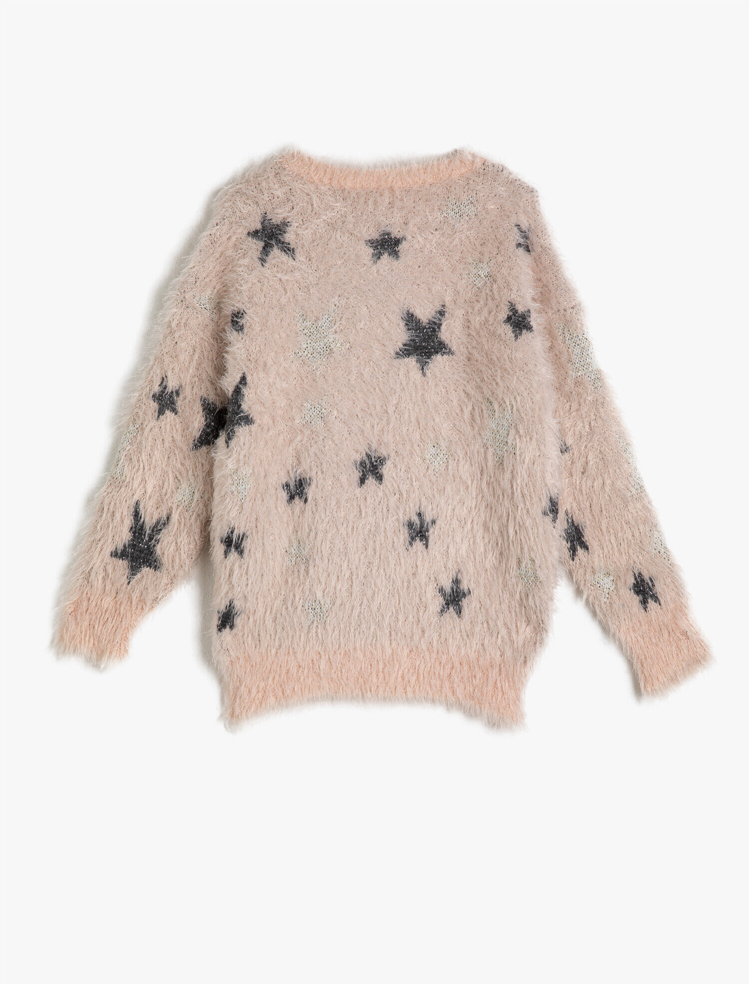 Kız Çocuk Uzun Kollu Bisiklet Yaka Yıldızlı Triko Hırka