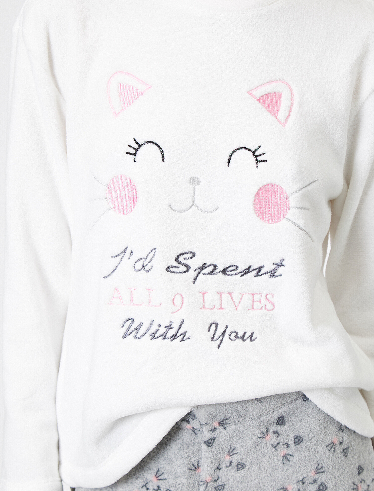   Polar Pijama Seti Yazılı Baskılı