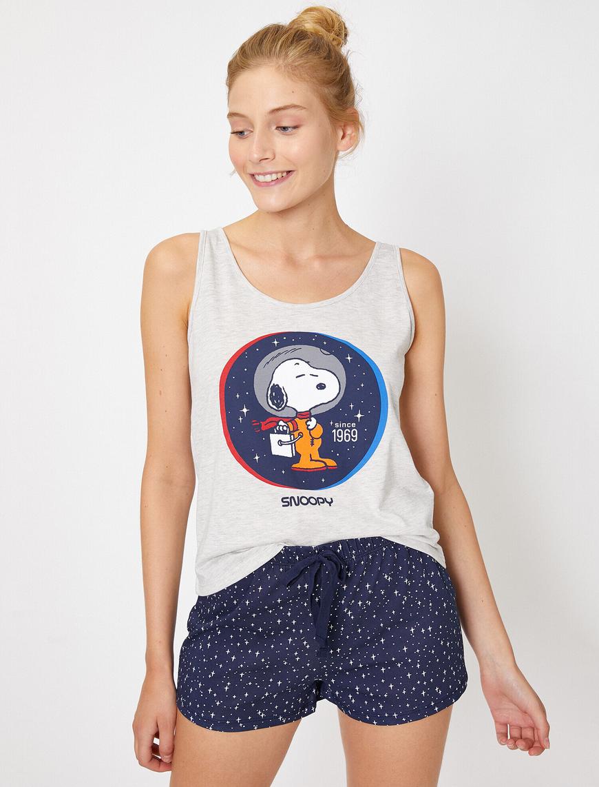   Snoopy Lisanslı Baskılı Pijama Takımı
