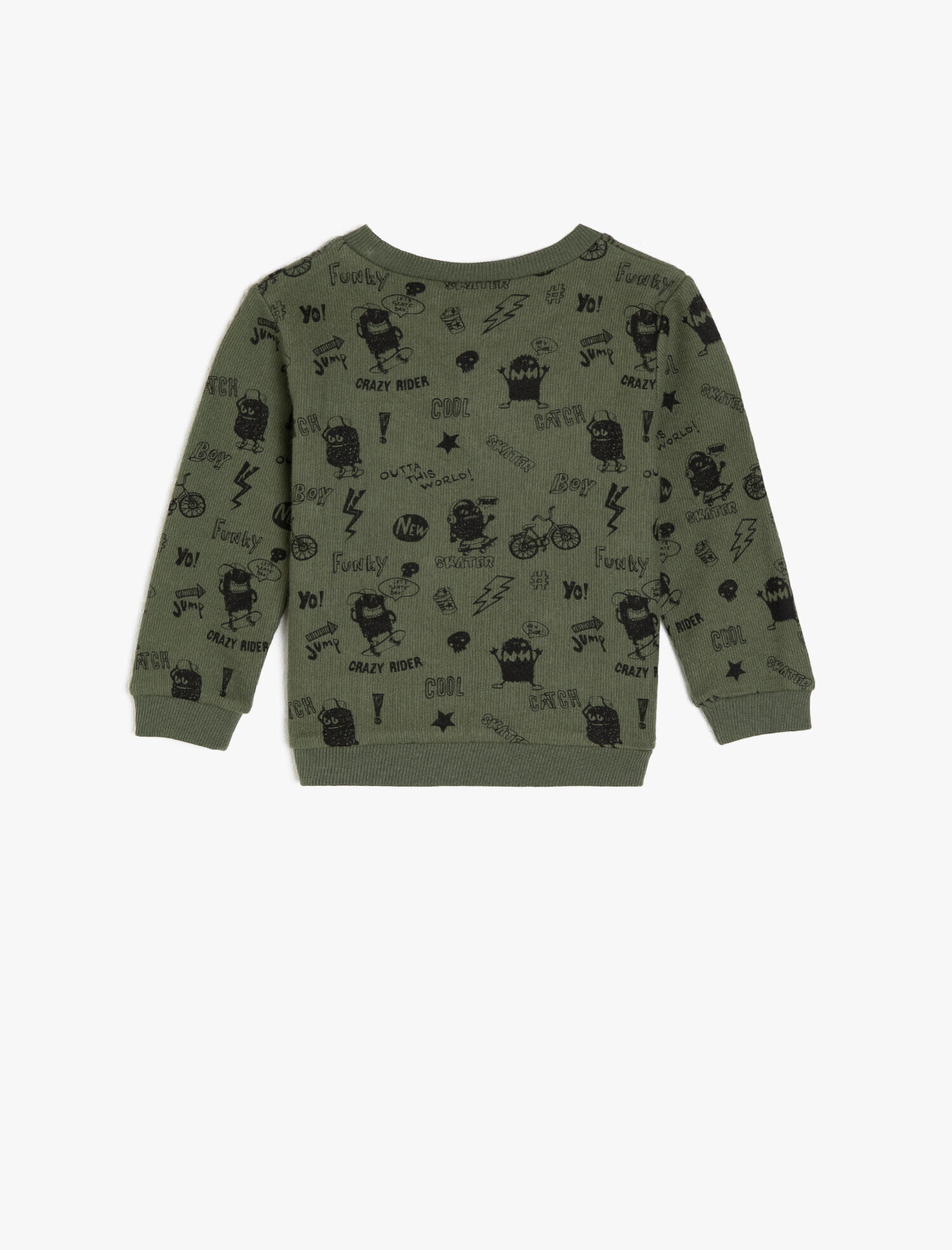  Erkek Bebek Baskılı Sweatshirt Uzun Kollu