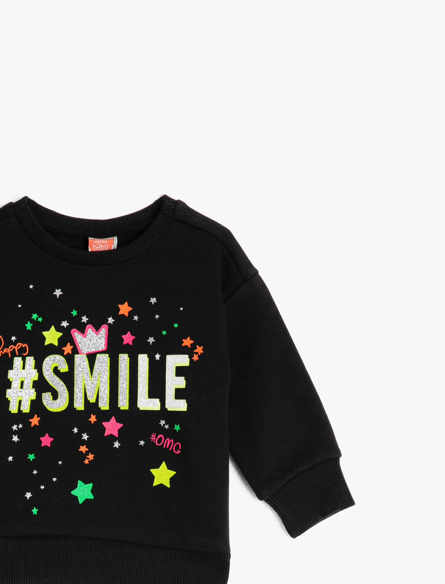  Kız Bebek Sim Baskılı Sloganlı Uzun Kollu Sweatshirt