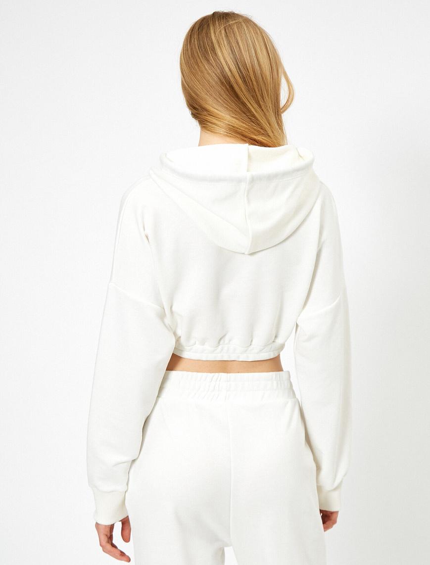  Kapüşonlu Etek Ucu Lastikli Kısa Sweatshirt