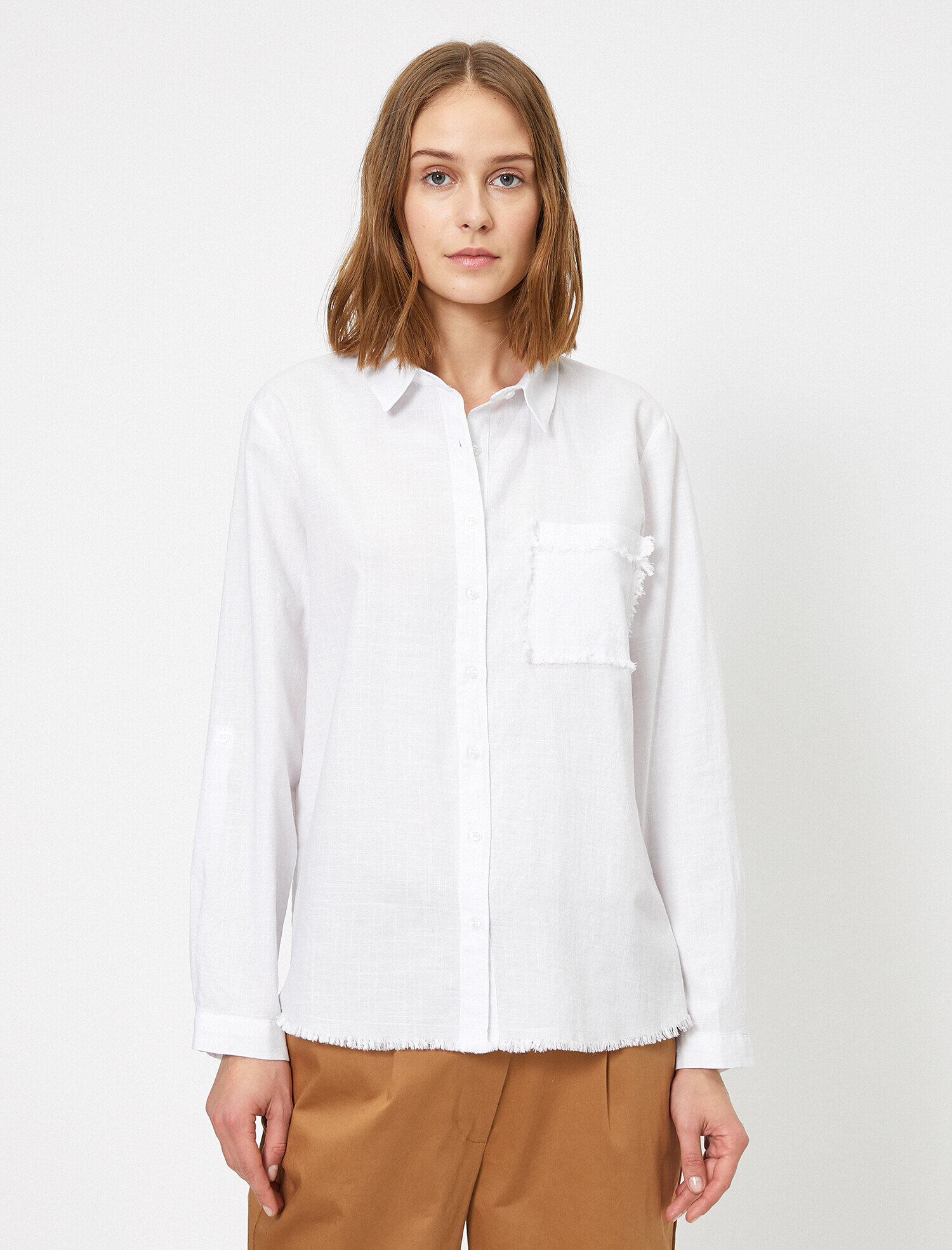   Cep Detaylı Püsküllü Uzun Kollu Gömlek