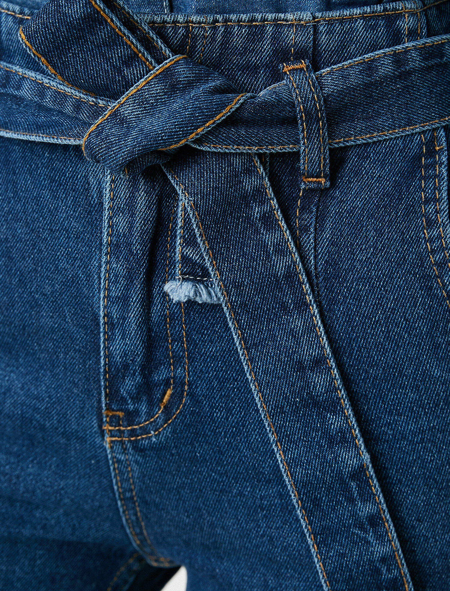   Kemerli Kot Pantolon - Mom Jean