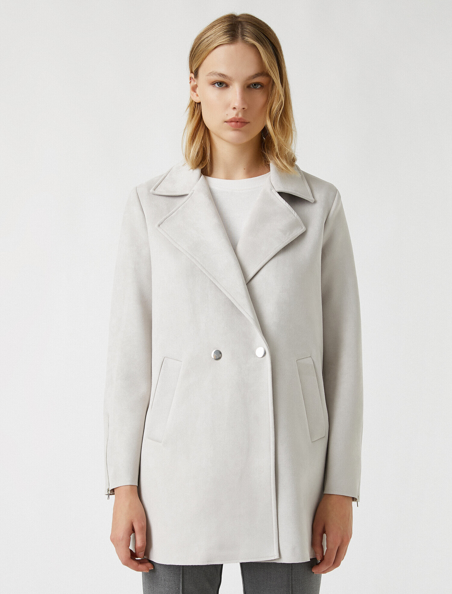   Suni Süet Cepli Trençkot