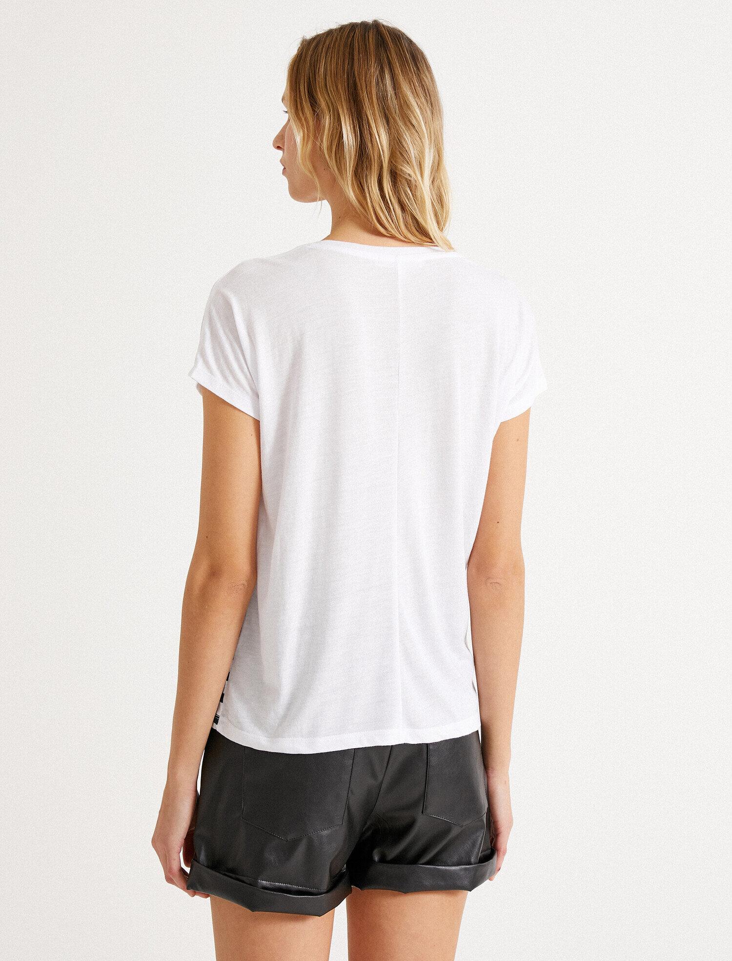   Bisiklet Yaka Yazılı Baskılı Çizgili Tişört