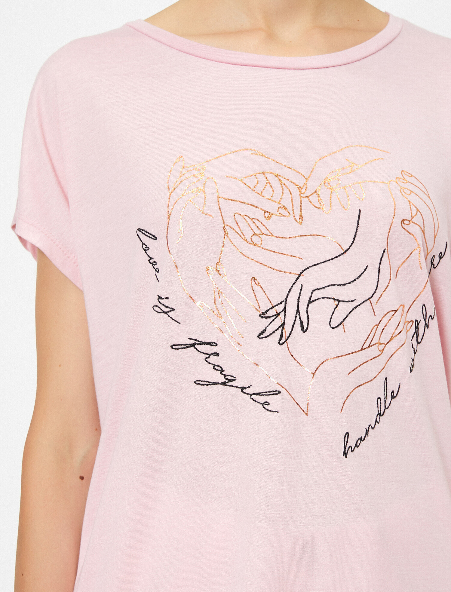   Bisiklet Yaka Kısa Kollu Baskılı Tişört