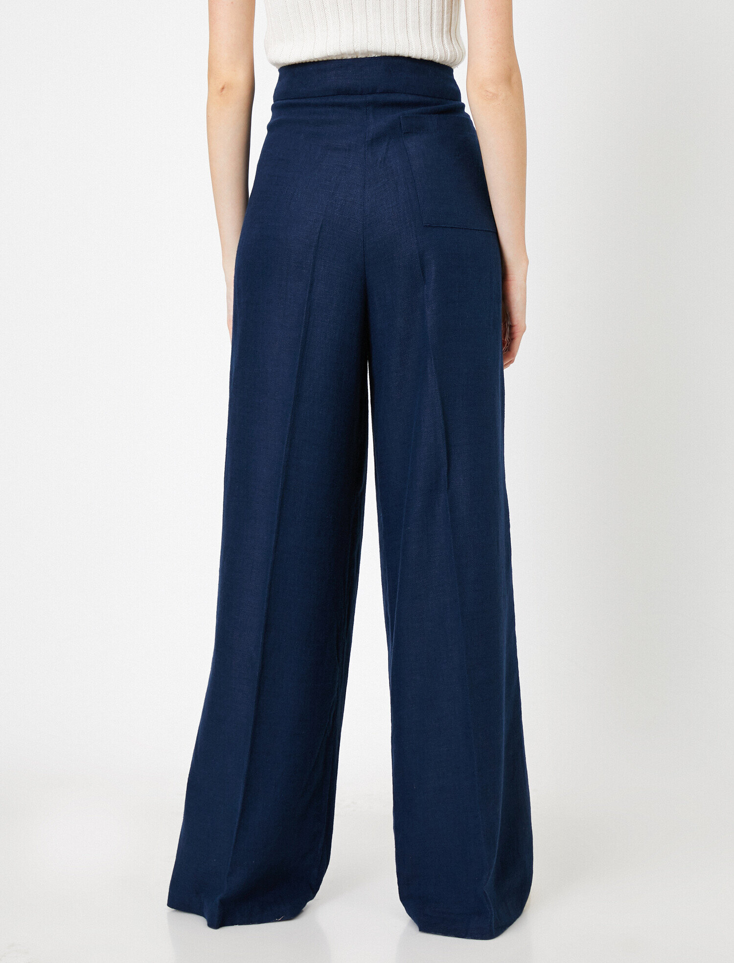   Cep Detaylı Pantolon Keten Karışımlı