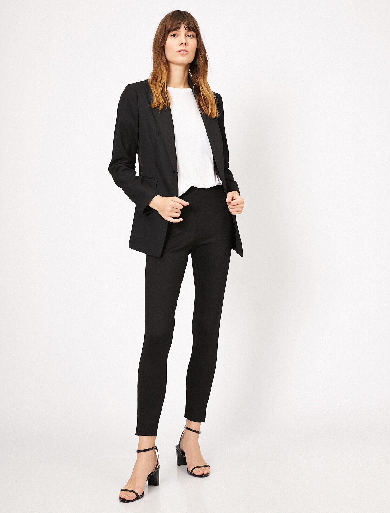   Suni Deri Şerit Detaylı Tayt